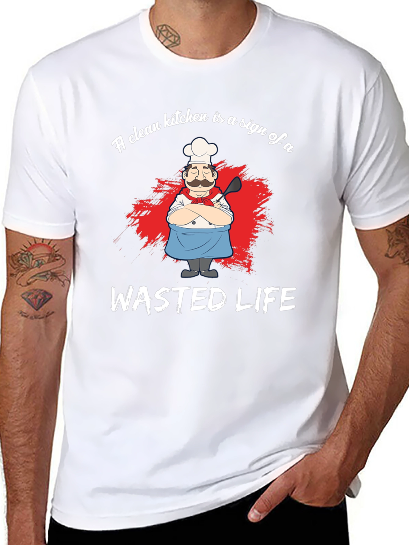 Black Funny Chef Graphic T-Shirt - Wasted Life Kitchen Humor view 8