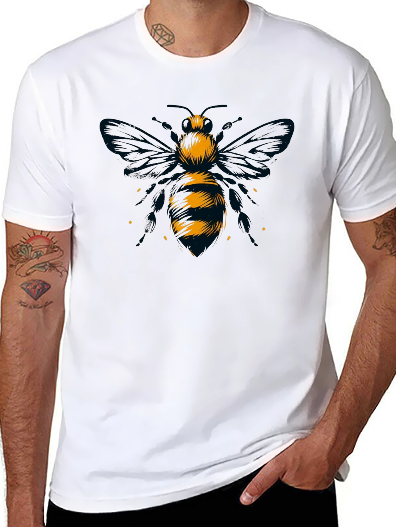 Black Bee Graphic Tee - Black Cotton T-Shirt view 8