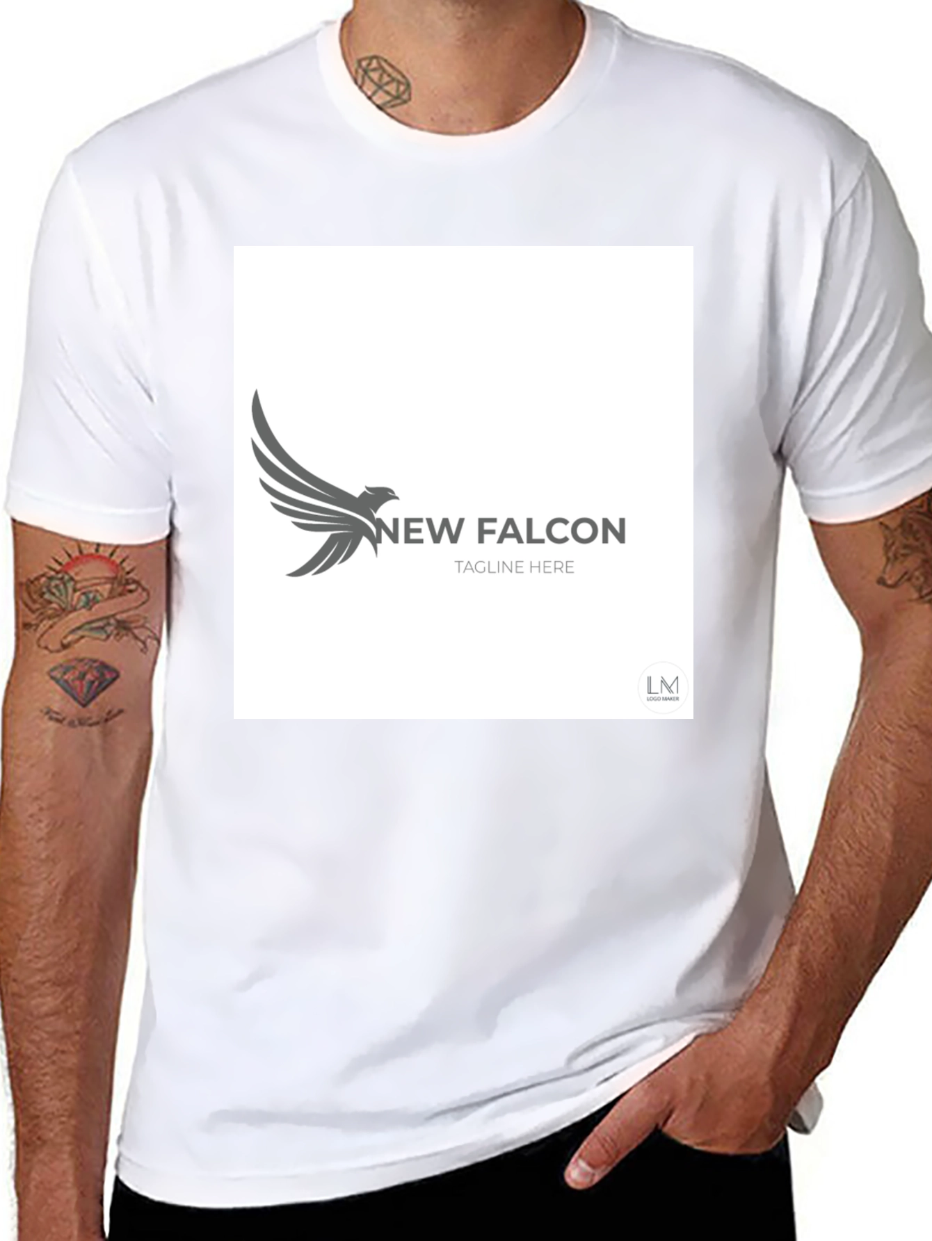 Black New Falcon Graphic Black T-Shirt view 8