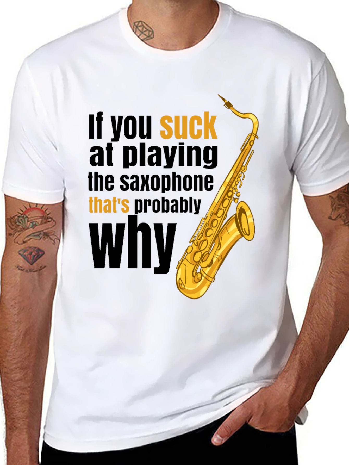 Black Saxophone Player Humor T-Shirt - That's Probably Why view 8