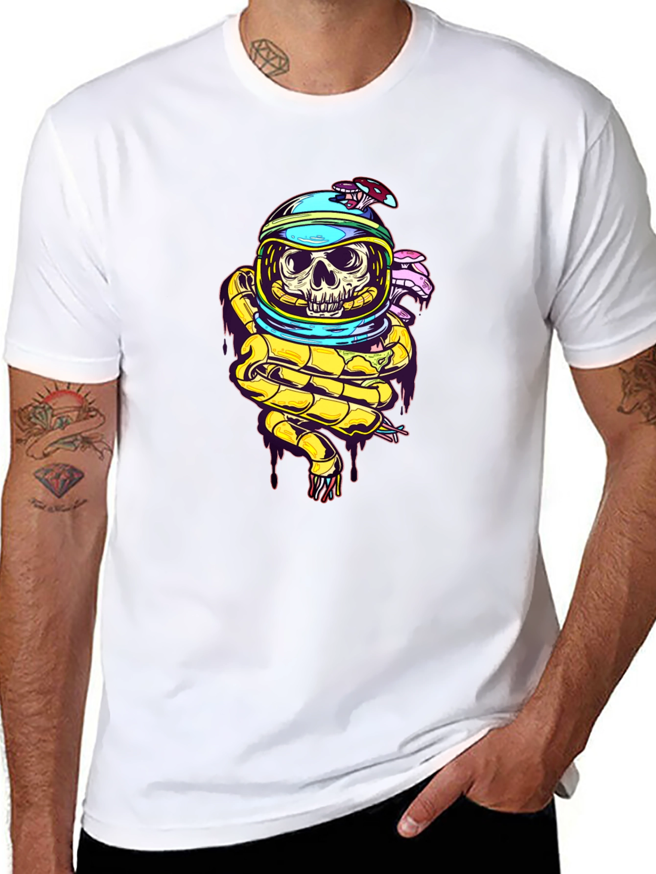 Black Skull Astronaut T-Shirt - Unique Graphic Tee view 8