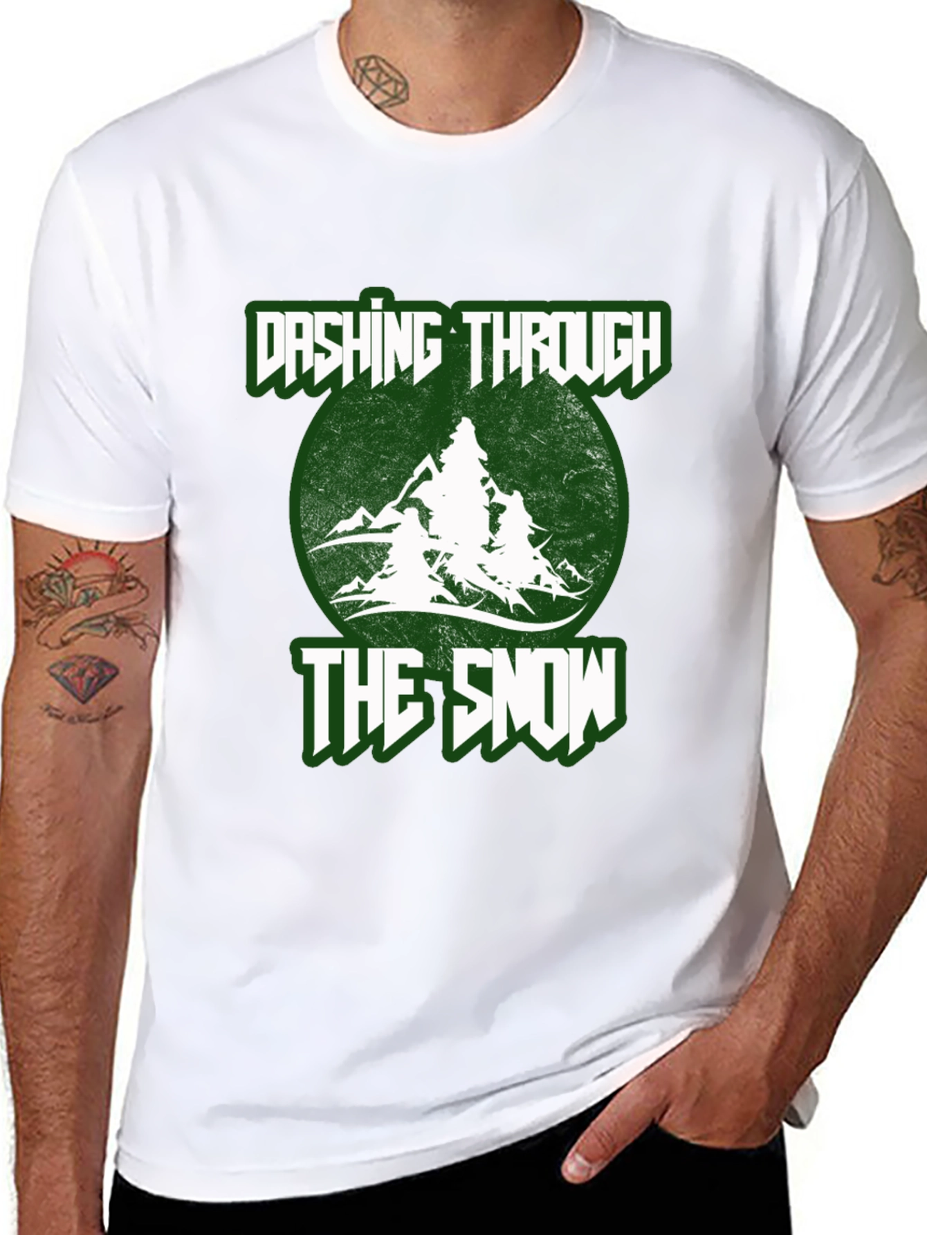 Black Dashing Through The Snow Holiday T-Shirt view 8