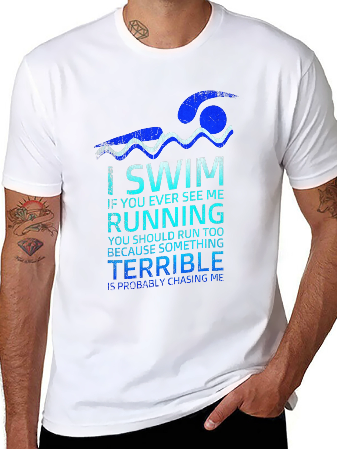 Black I Swim Terrible Chasing Me Graphic Tee view 8