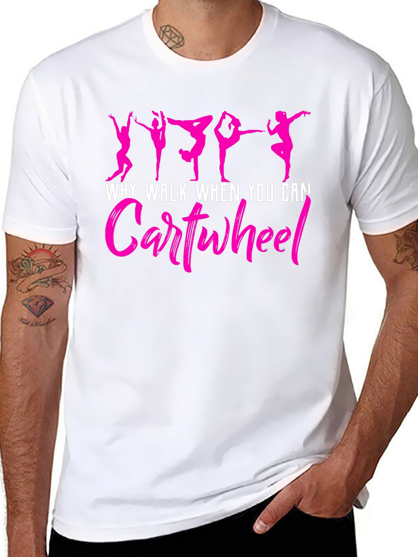 Black Gymnast Cartwheel Graphic Tee - Black view 8
