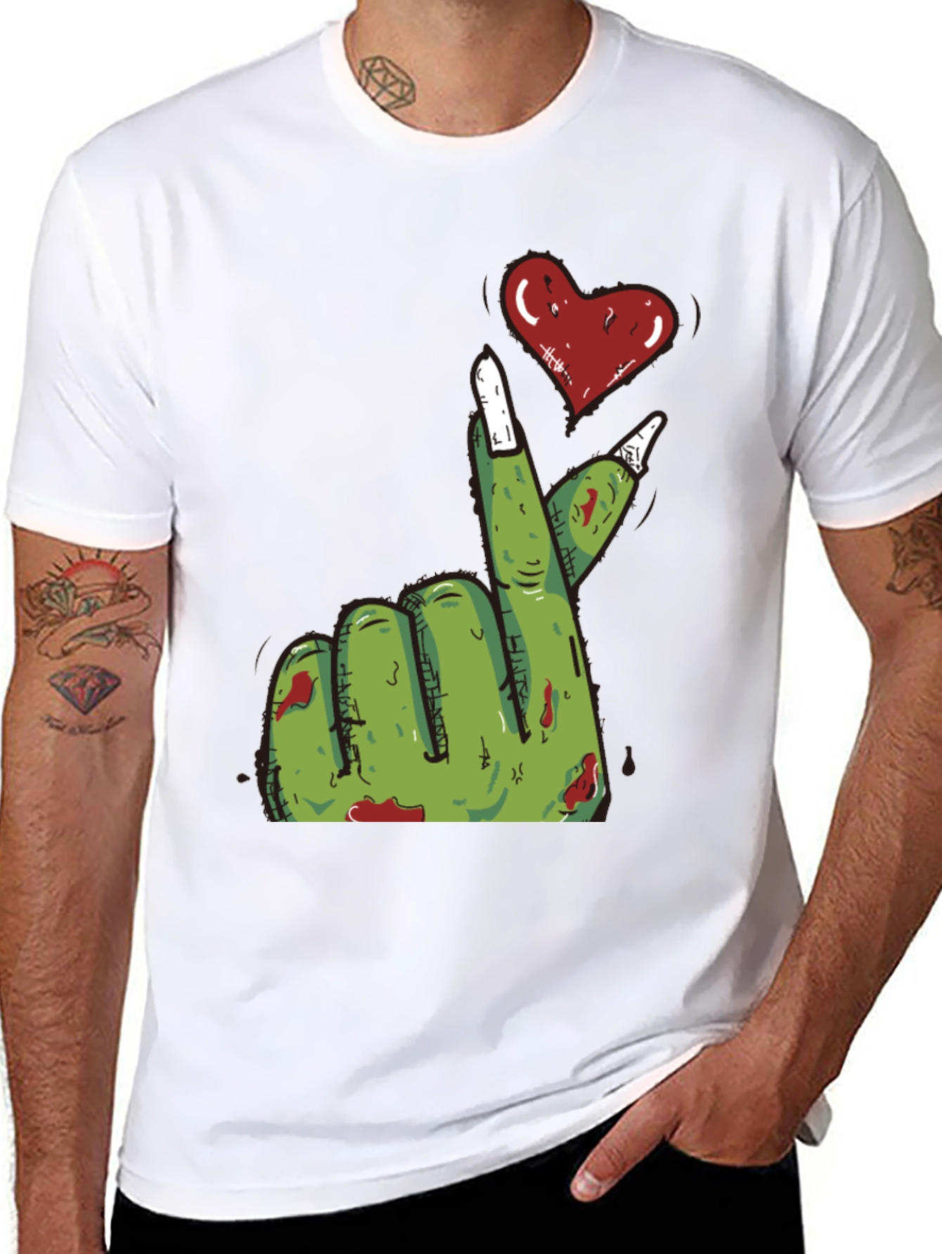 Black Zombie Love Hand T-Shirt - Black view 8