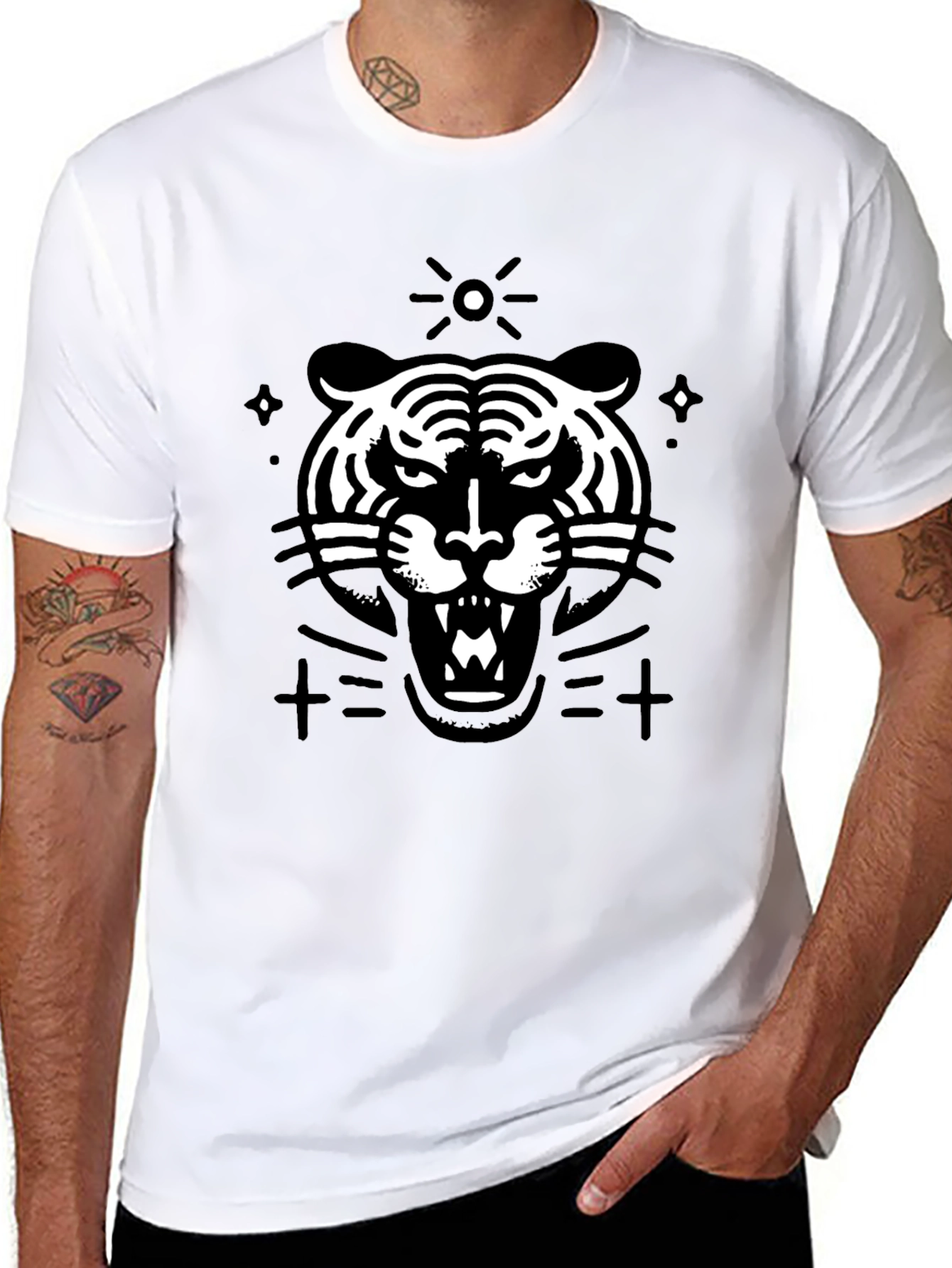 Black Roaring Tiger Graphic Tee - Black view 8