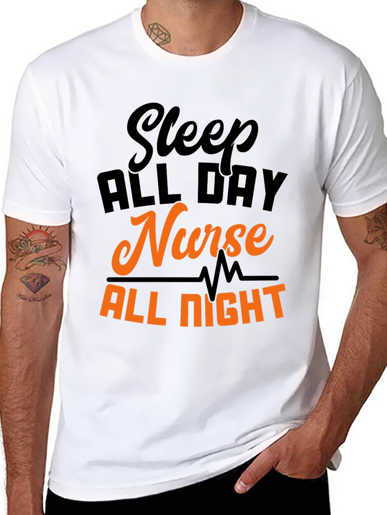 Black Sleep All Day Nurse All Night T-Shirt view 8