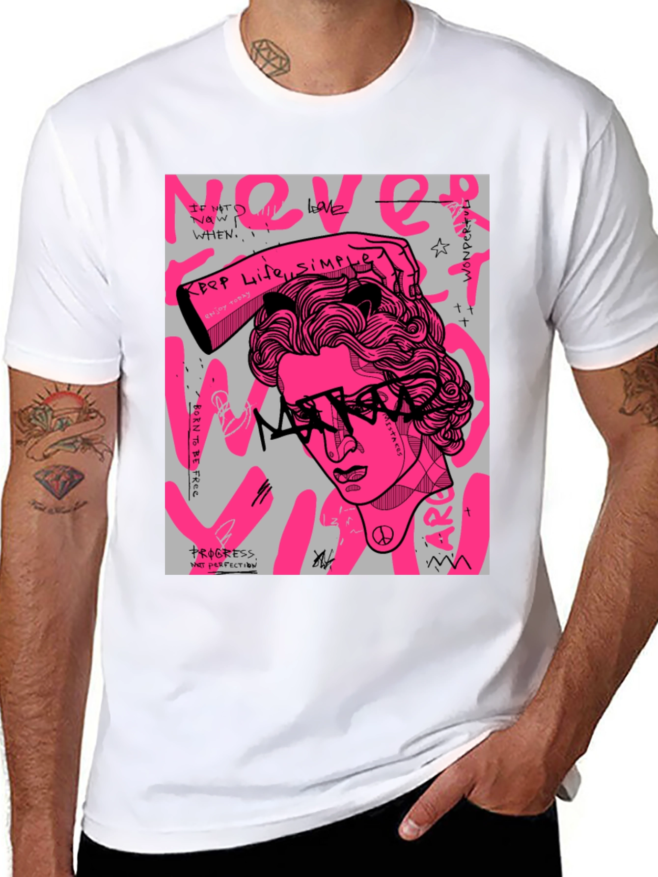 Black Edgy Graphic Print Tee - Artistic Streetwear view 8