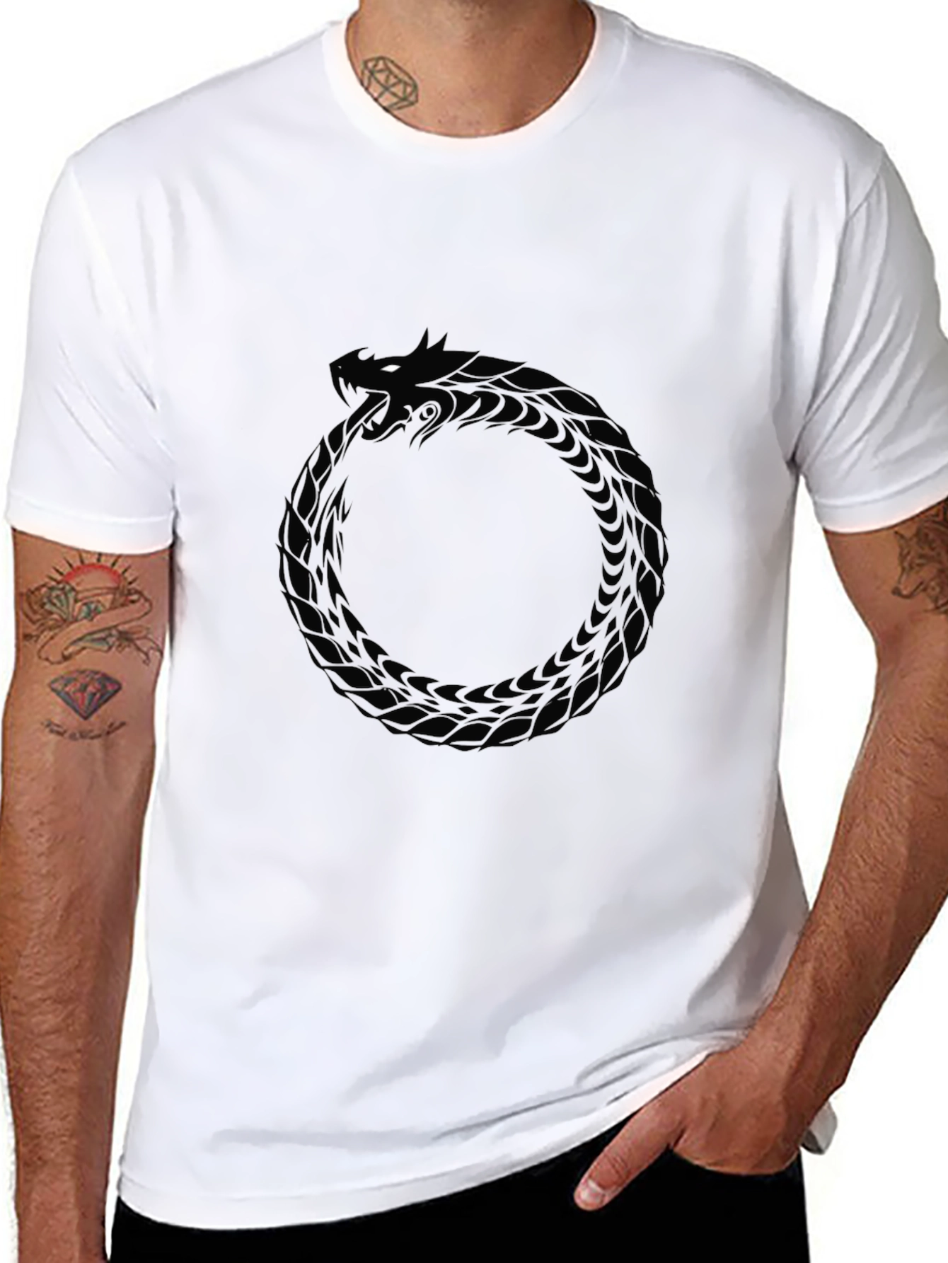 Black Ouroboros Serpent T-Shirt - Black view 8