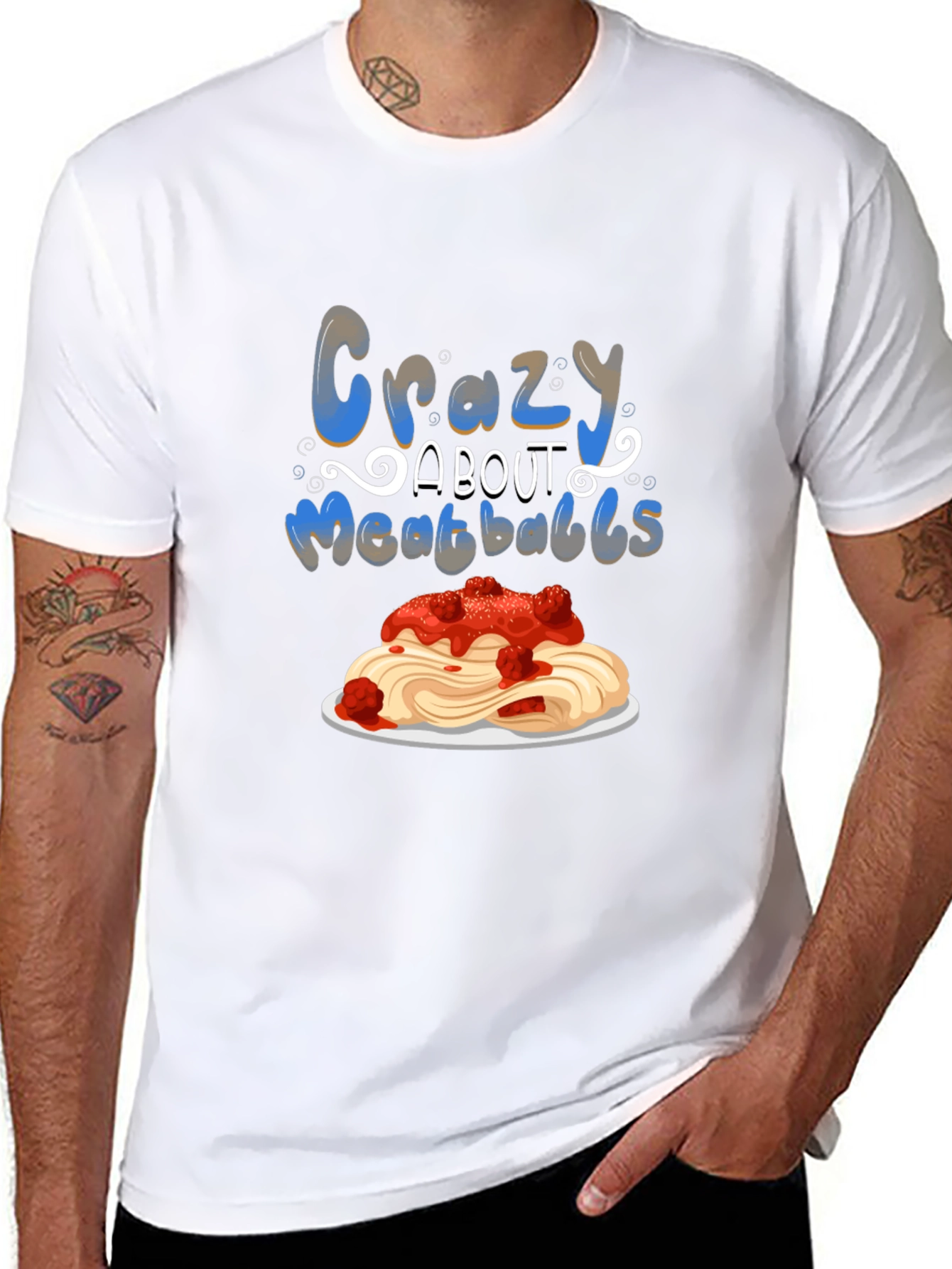 Black Crazy About Meatballs T-Shirt - Foodie Tee view 8