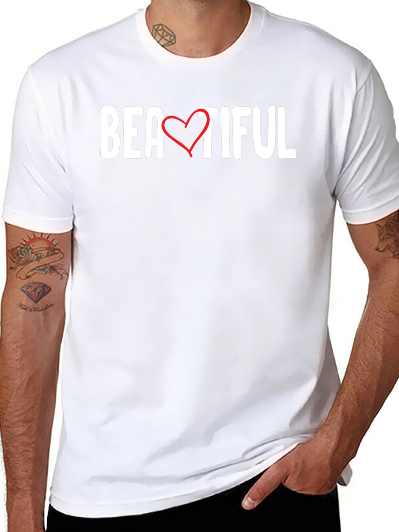 Black Beautiful Heart Graphic Tee - Black Unisex T-Shirt view 8