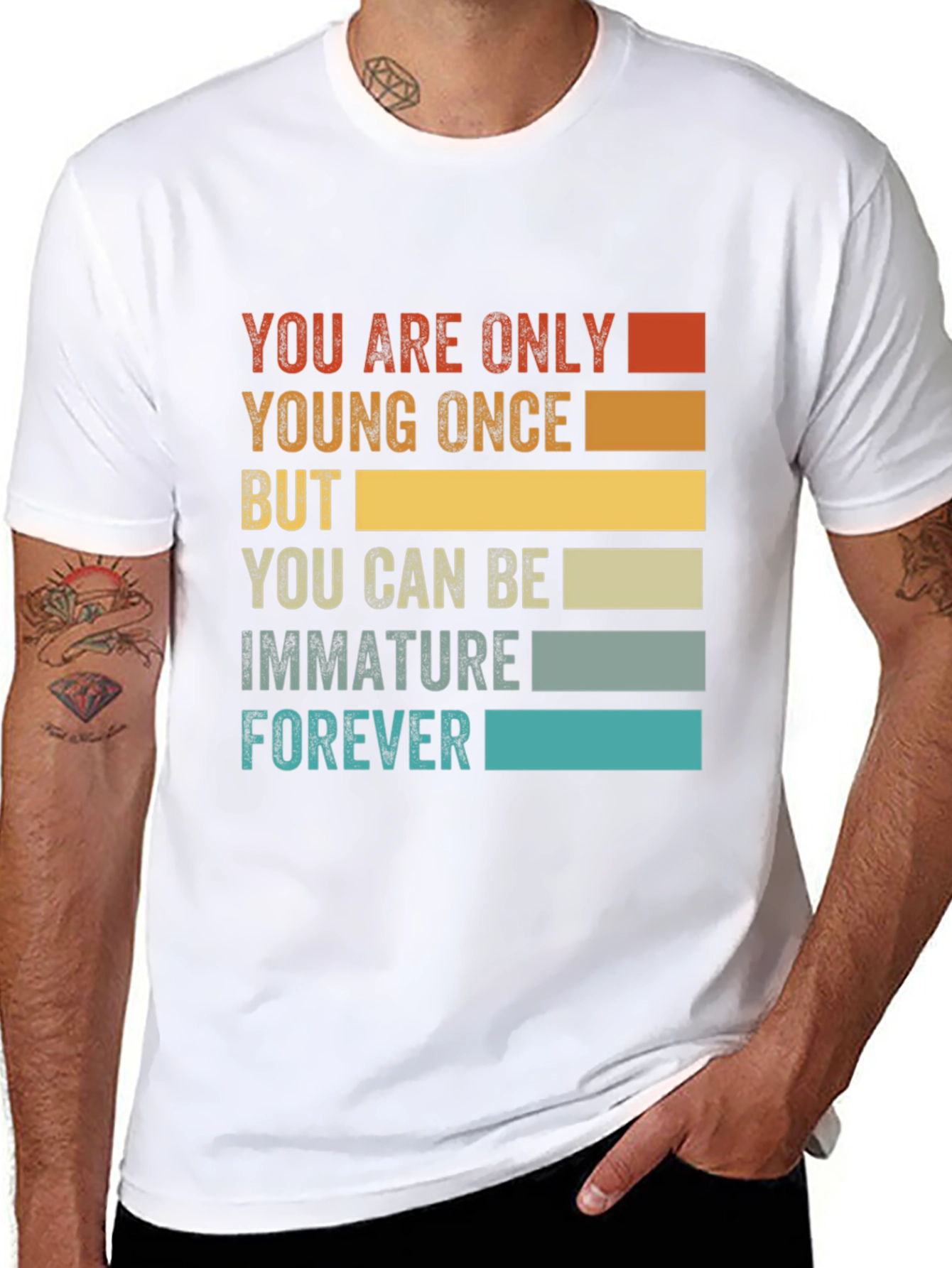 Black Funny Immature Forever T-Shirt - Black Graphic Tee view 8