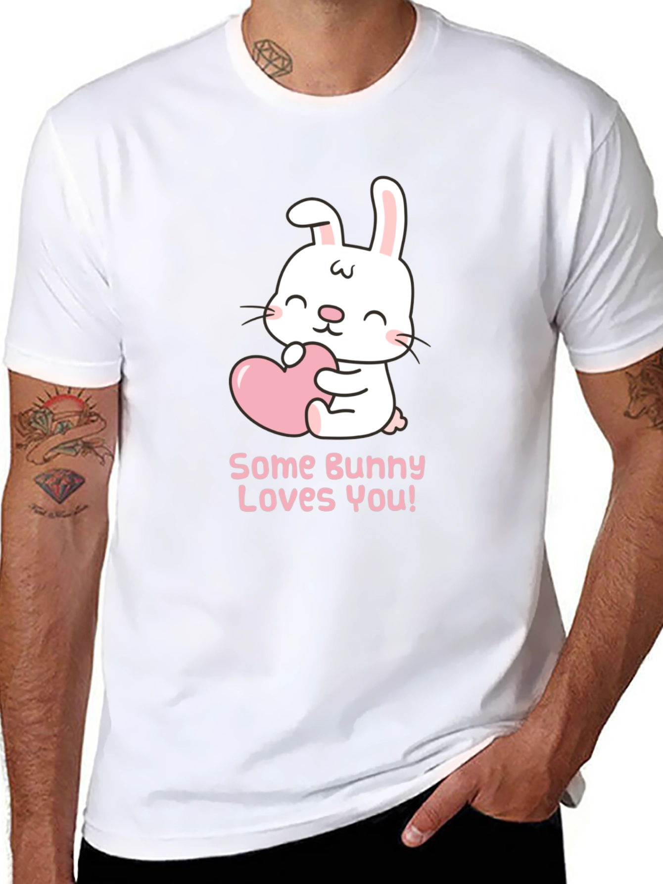 Black Some Bunny Loves You! Black T-Shirt view 8