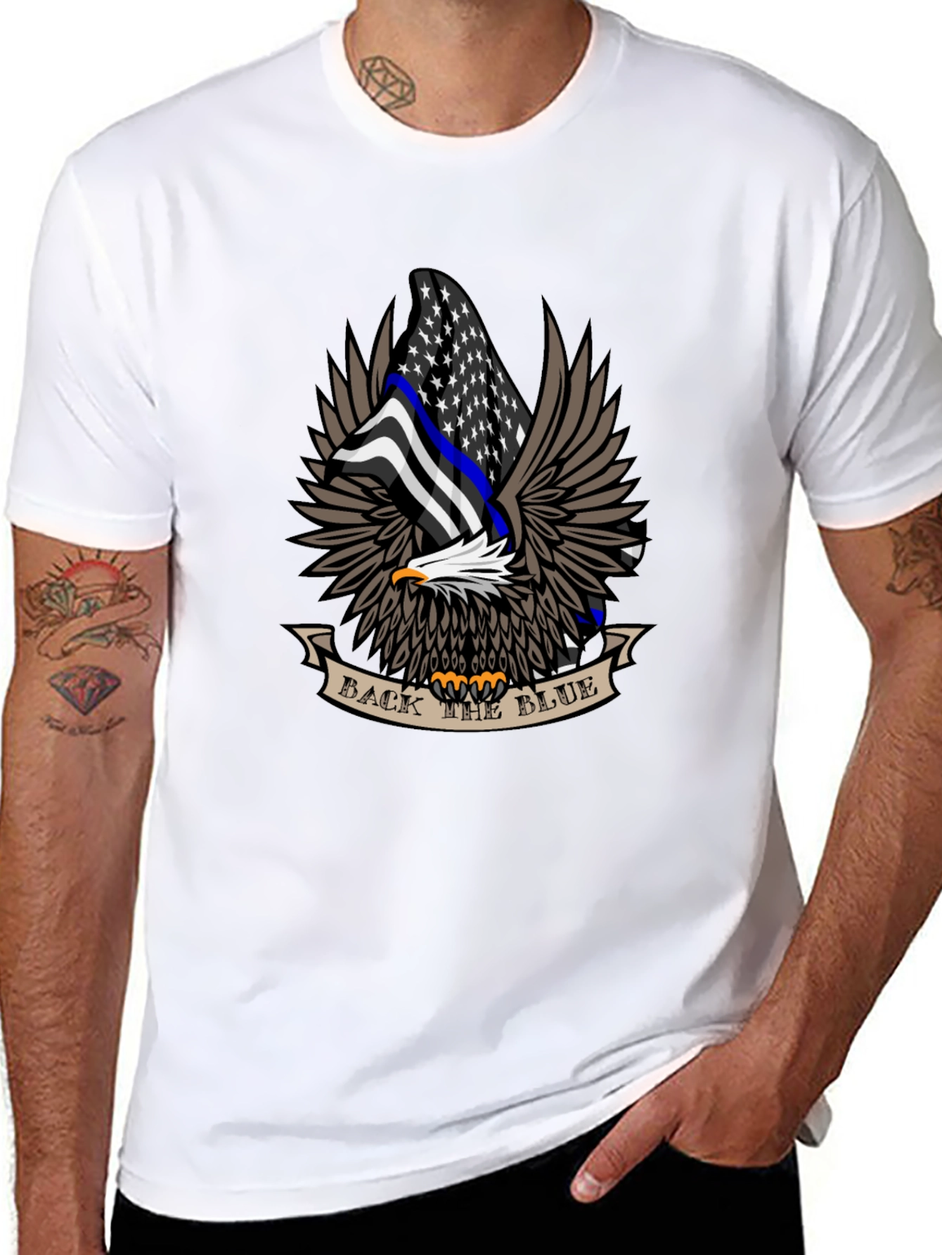 Black Back the Blue Eagle Graphic T-Shirt view 8