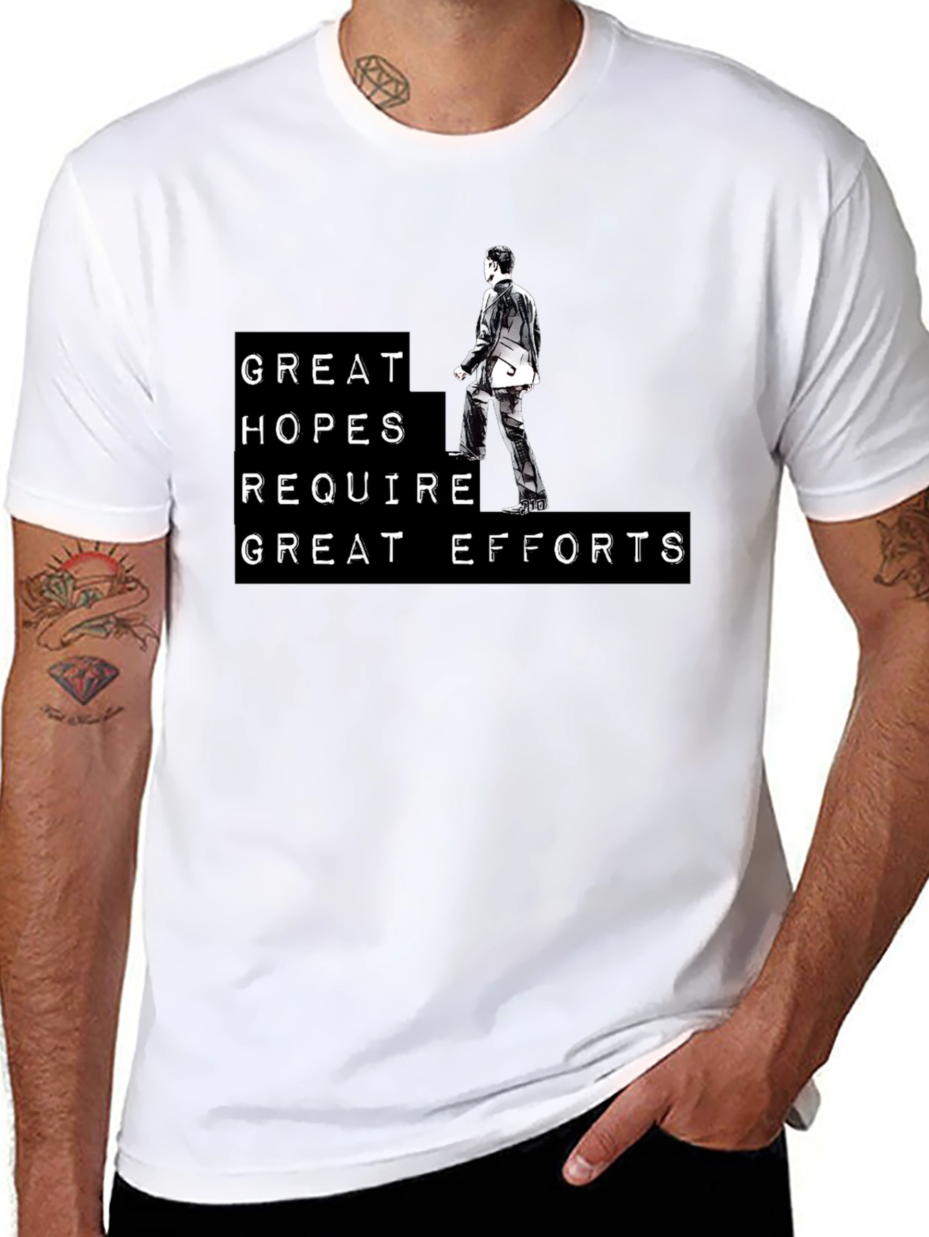 Black Motivational T-Shirt: Great Hopes Require Efforts view 8