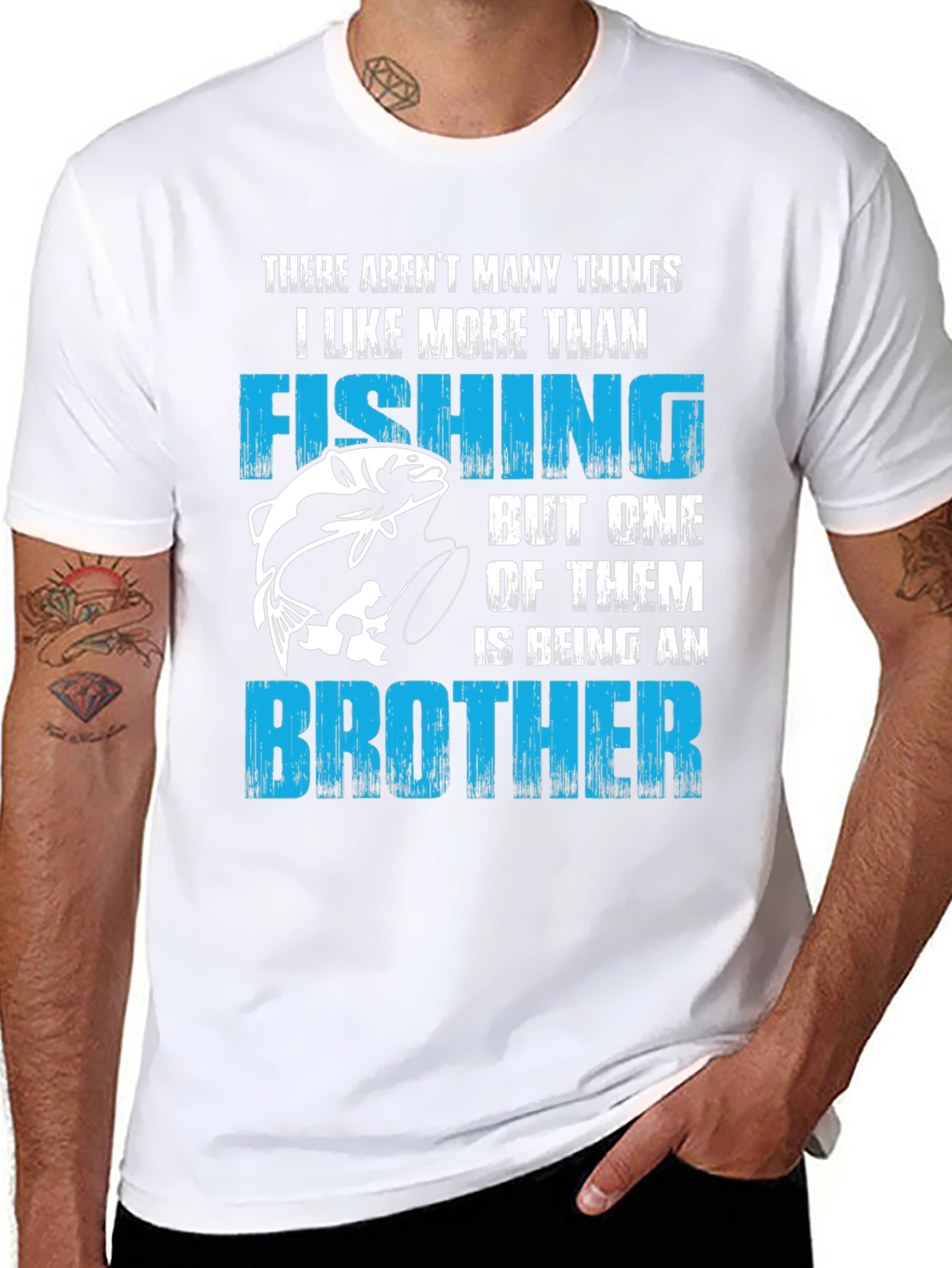 Black Fishing Brother T-Shirt - Men's Graphic Tee view 8