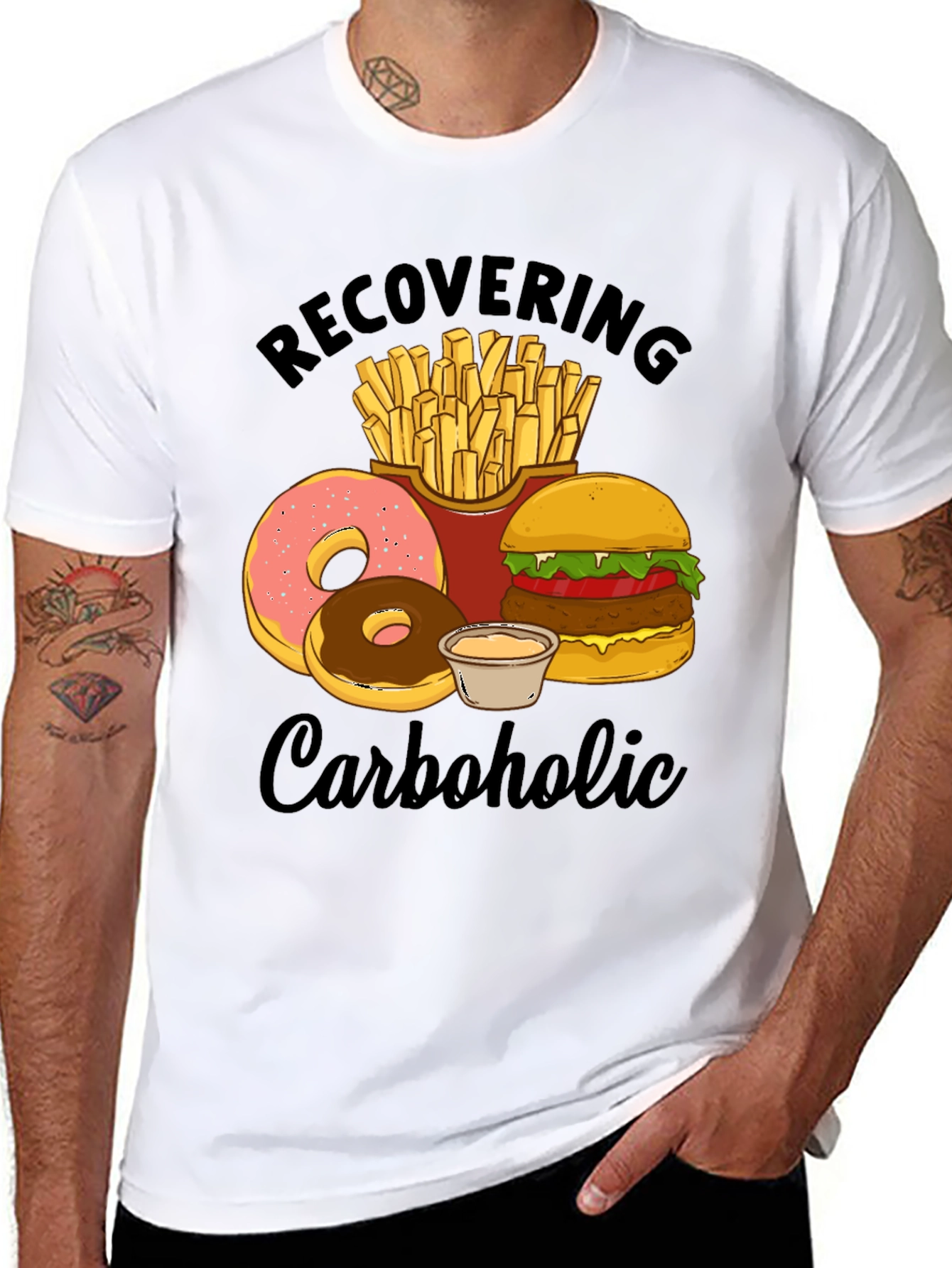 Black Recovering Carboholic Graphic T-Shirt view 8