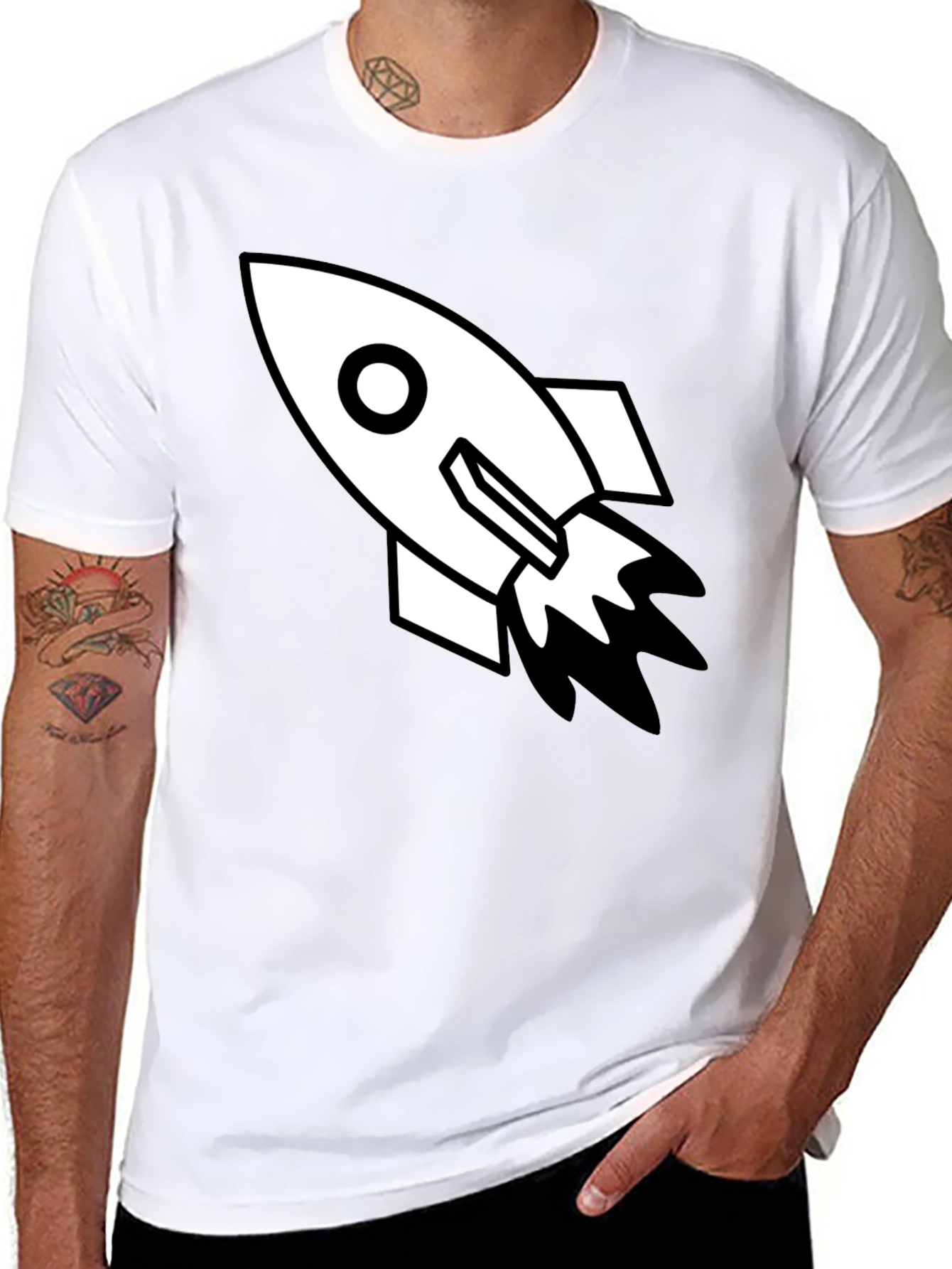 Black Rocket Graphic Tee - Black Cotton Blend view 8