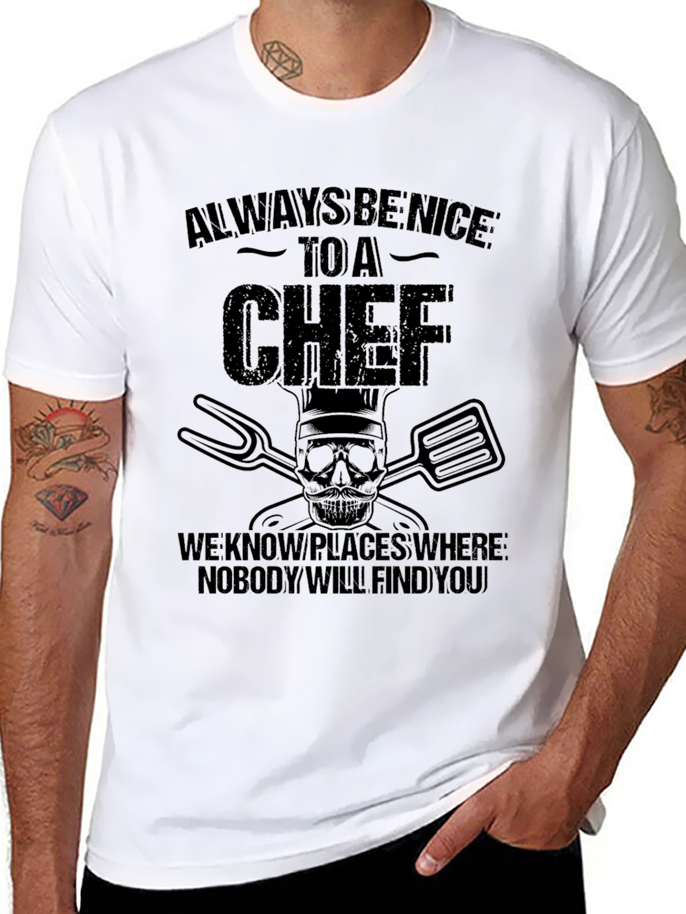Black Always Be Nice to A Chef Black Graphic T-Shirt view 8