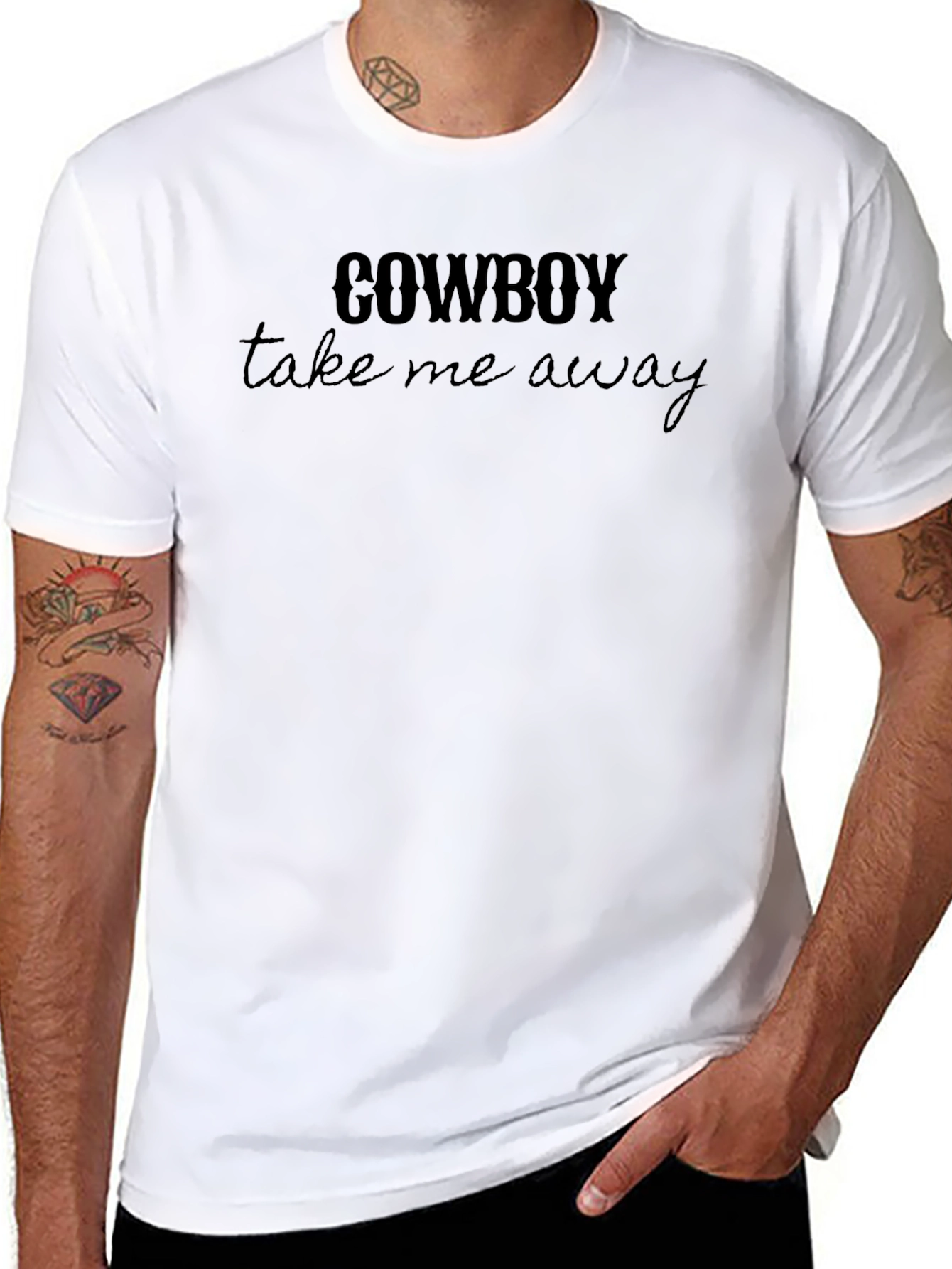 Black Cowboy Take Me Away Graphic Tee - Soft Cotton Blend view 8