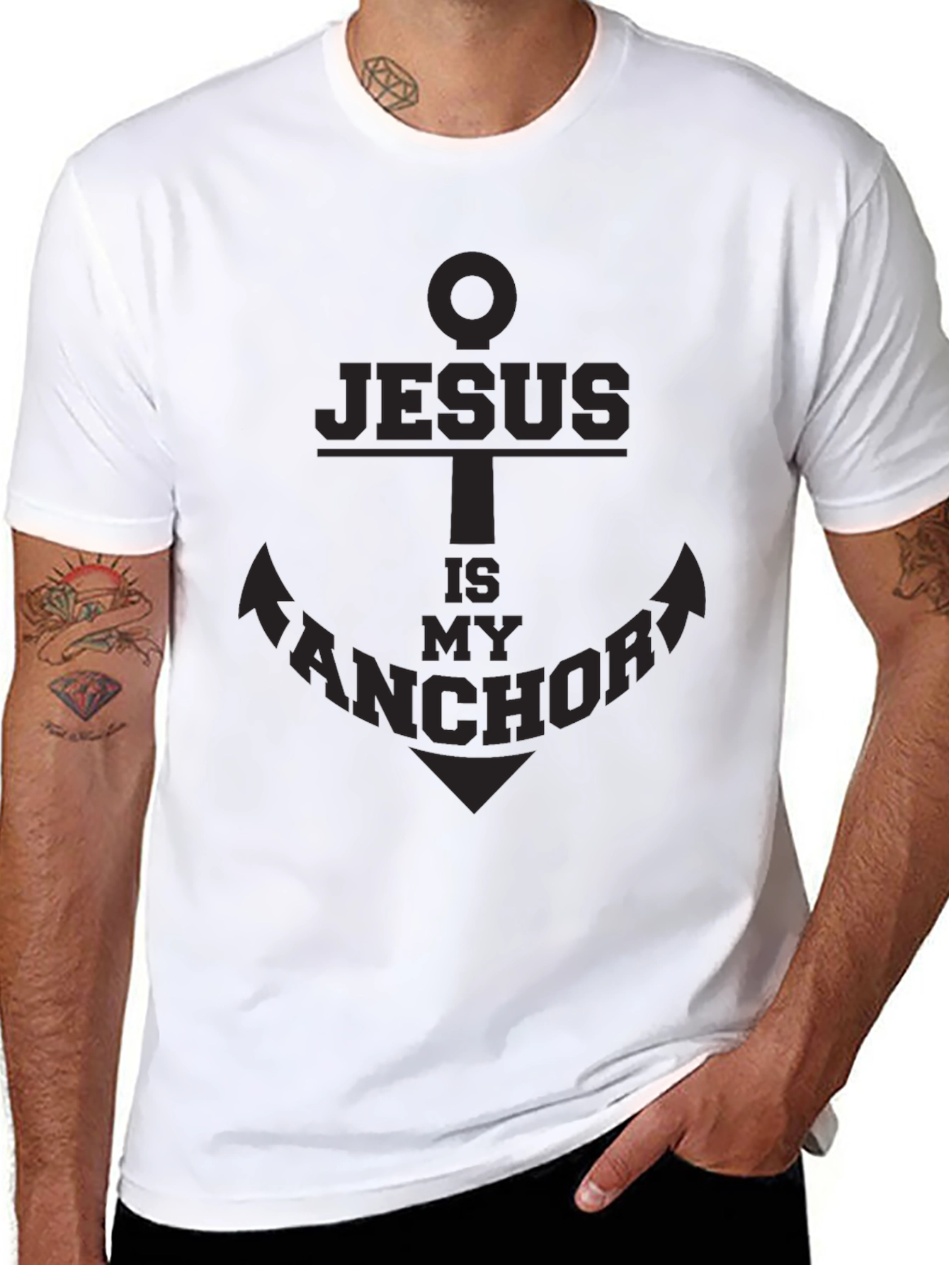 Black Jesus is My Anchor Graphic Tee - Soft Cotton Blend view 8