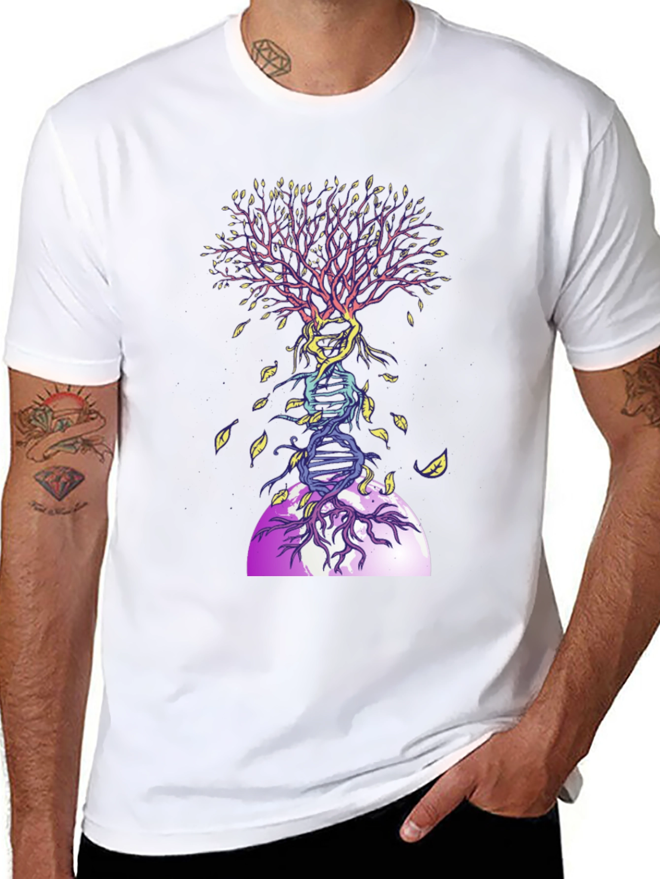 Black DNA Tree Graphic Tee - Nature & Science T-Shirt view 8