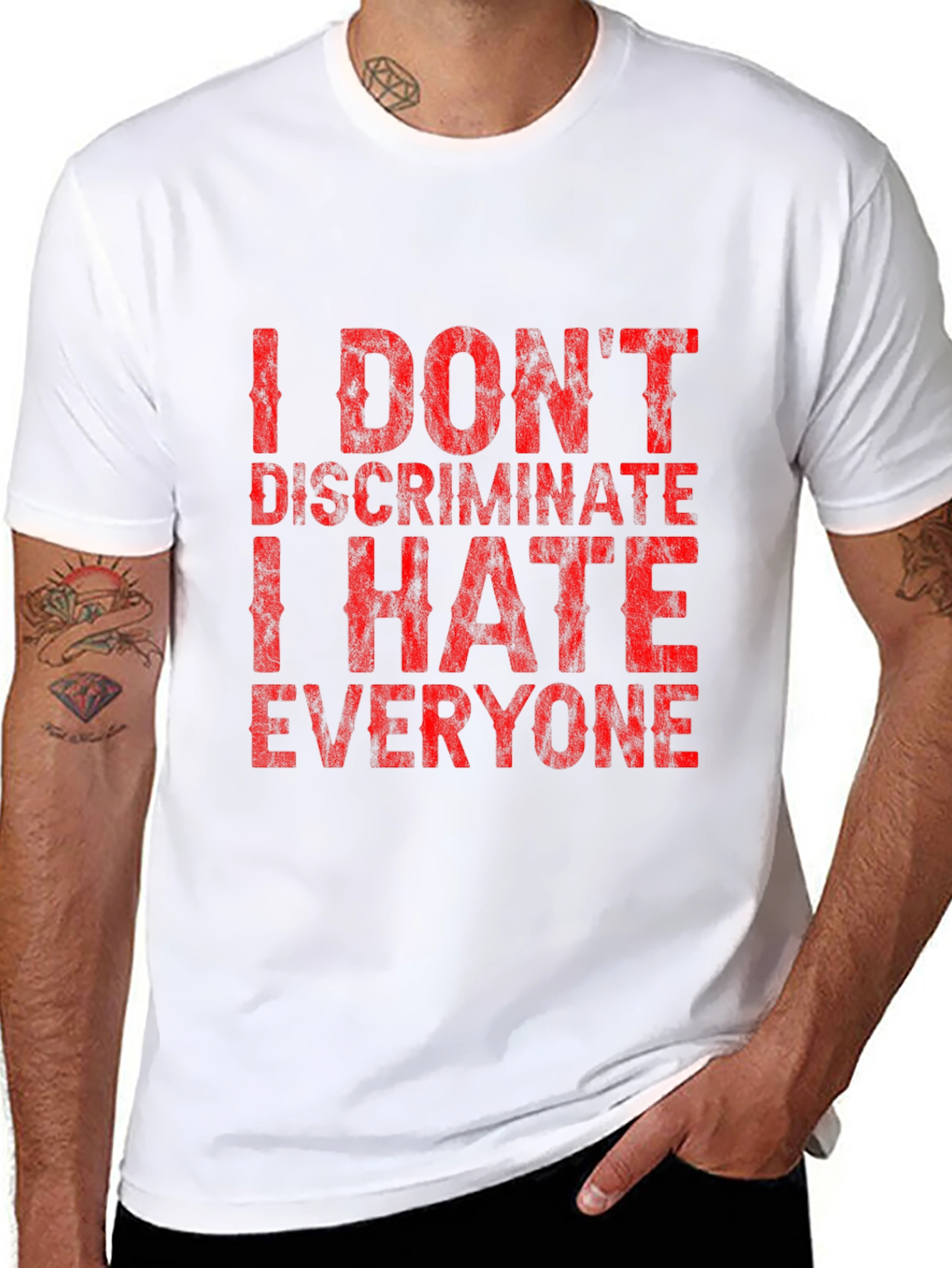 Black I Don't Discriminate Funny Graphic T-Shirt view 8