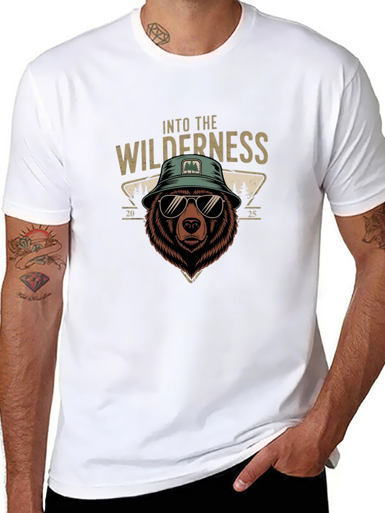 Black Into the Wilderness Bear Graphic T-Shirt view 8