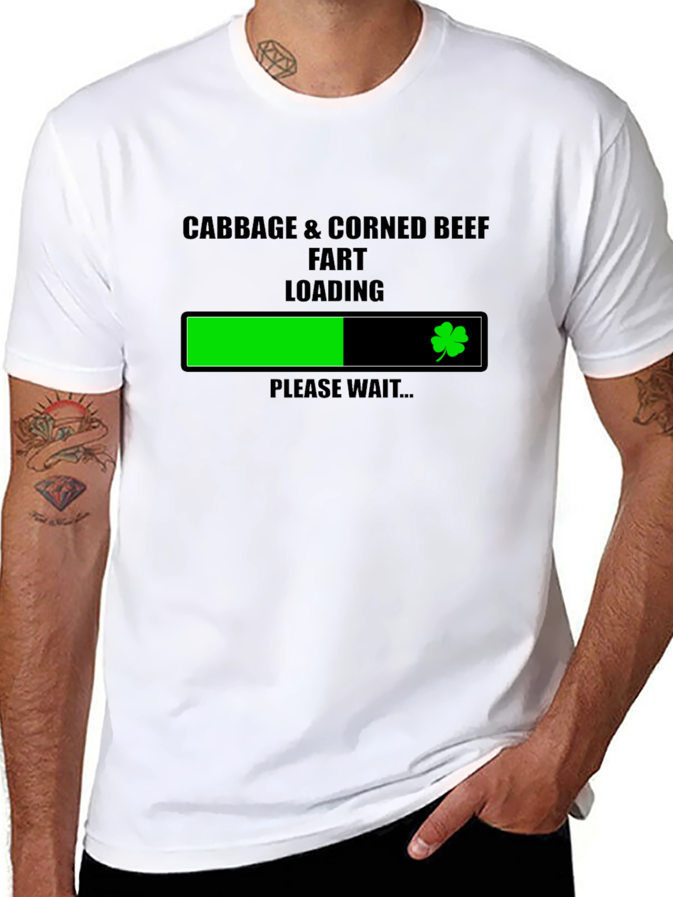 Black Cabbage & Corned Beef Fart Loading St. Patrick's Day T-Shirt view 8