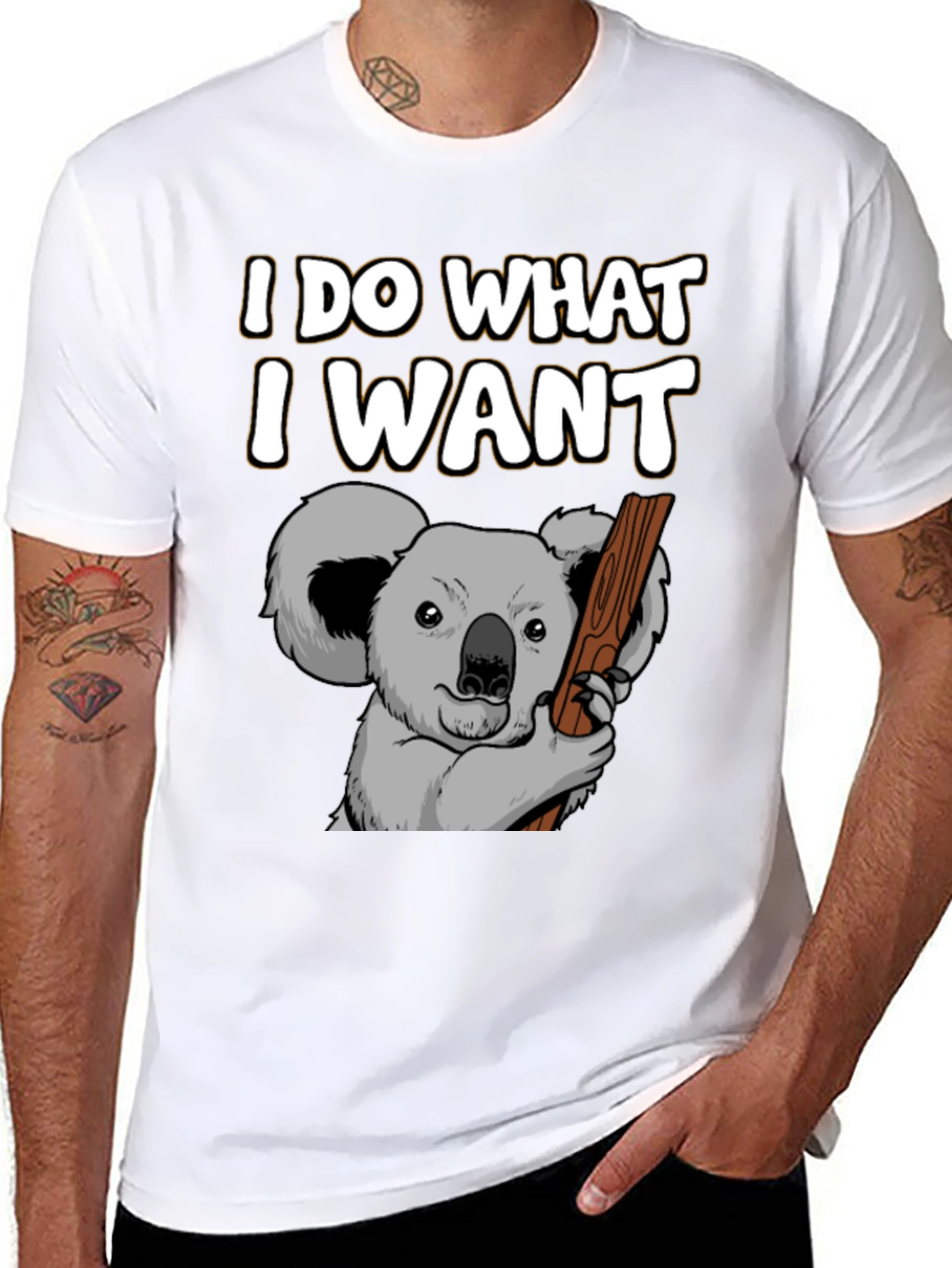 Black I Do What I Want Koala Graphic T-Shirt view 8