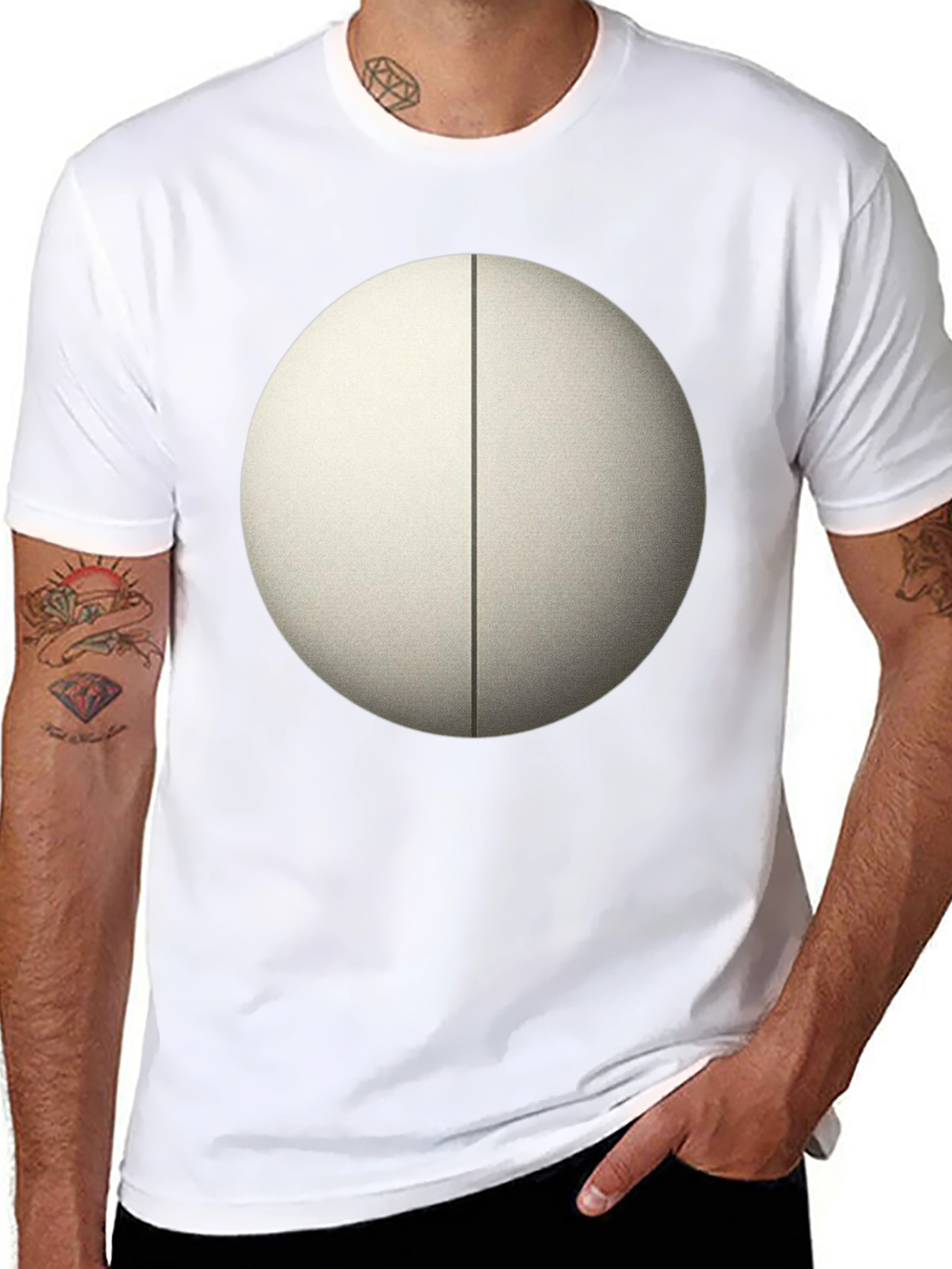 Black Minimalist Circle Tee - Black Cotton Blend view 8