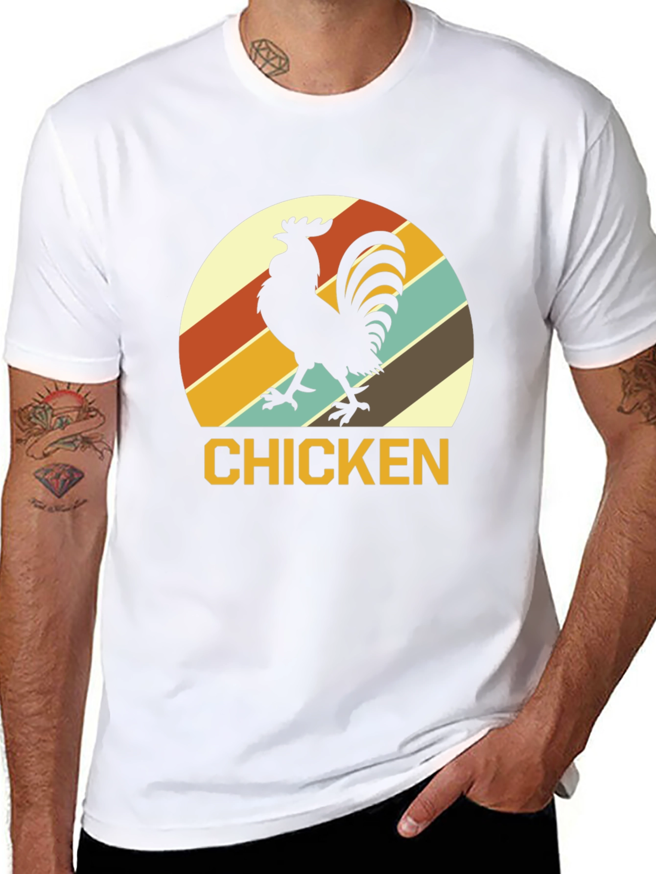 Black Retro Chicken Graphic T-Shirt - Black view 8