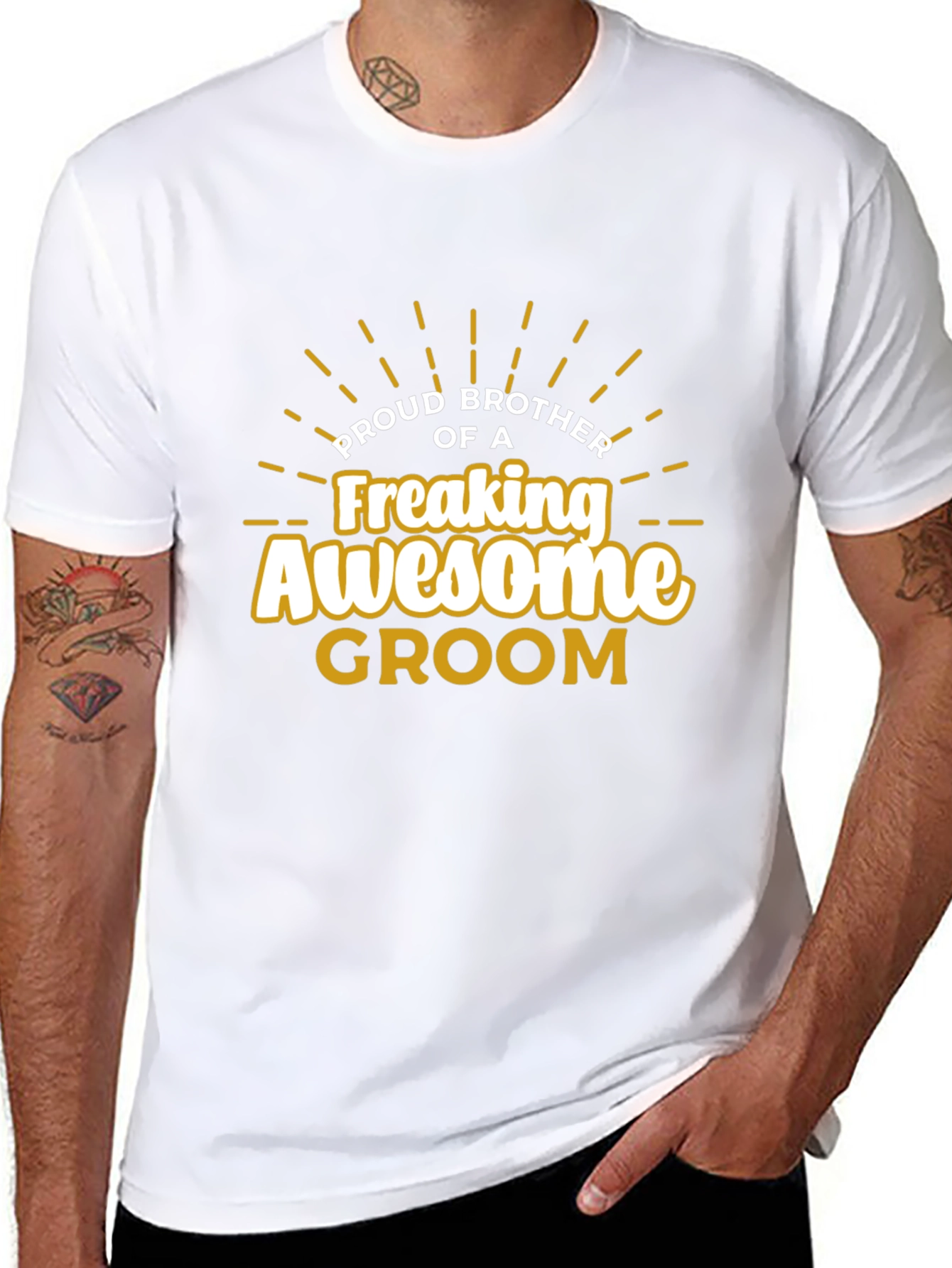 Black Proud Brother of an Awesome Groom T-Shirt view 8