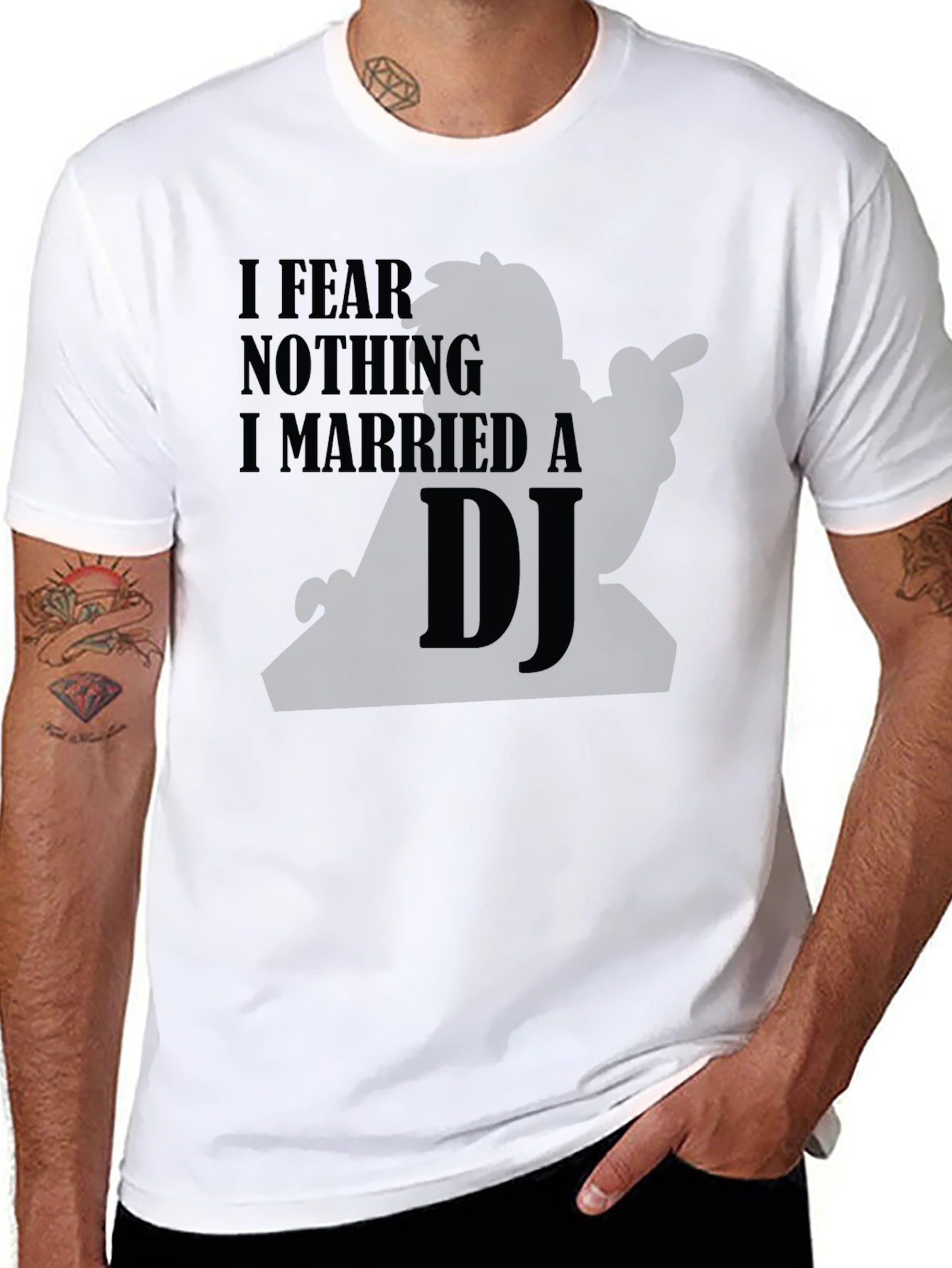 Black I Fear Nothing I Married a DJ Black T-Shirt view 8