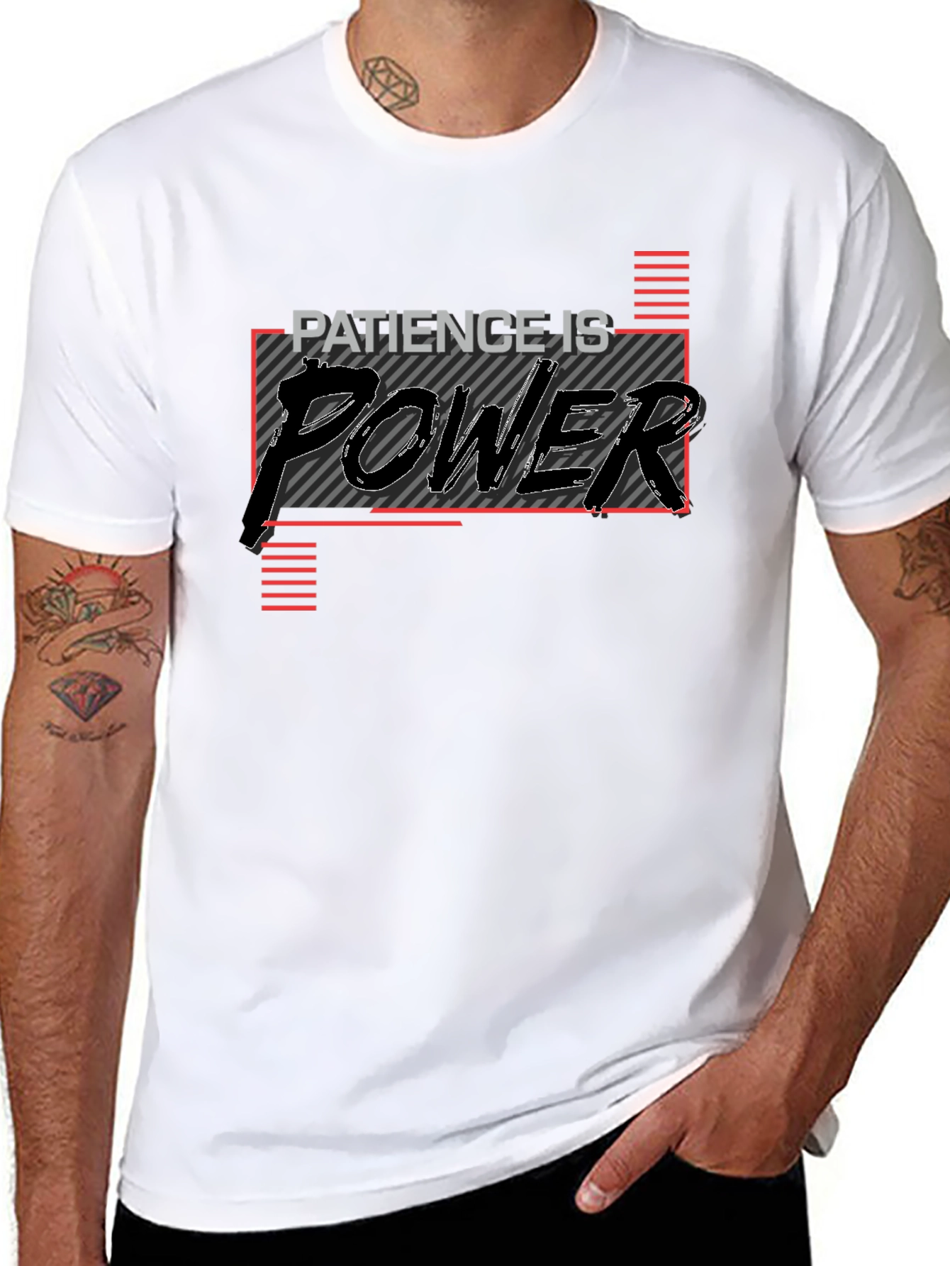 Black Patience is Power Graphic Tee - Motivational Black T-Shirt view 8