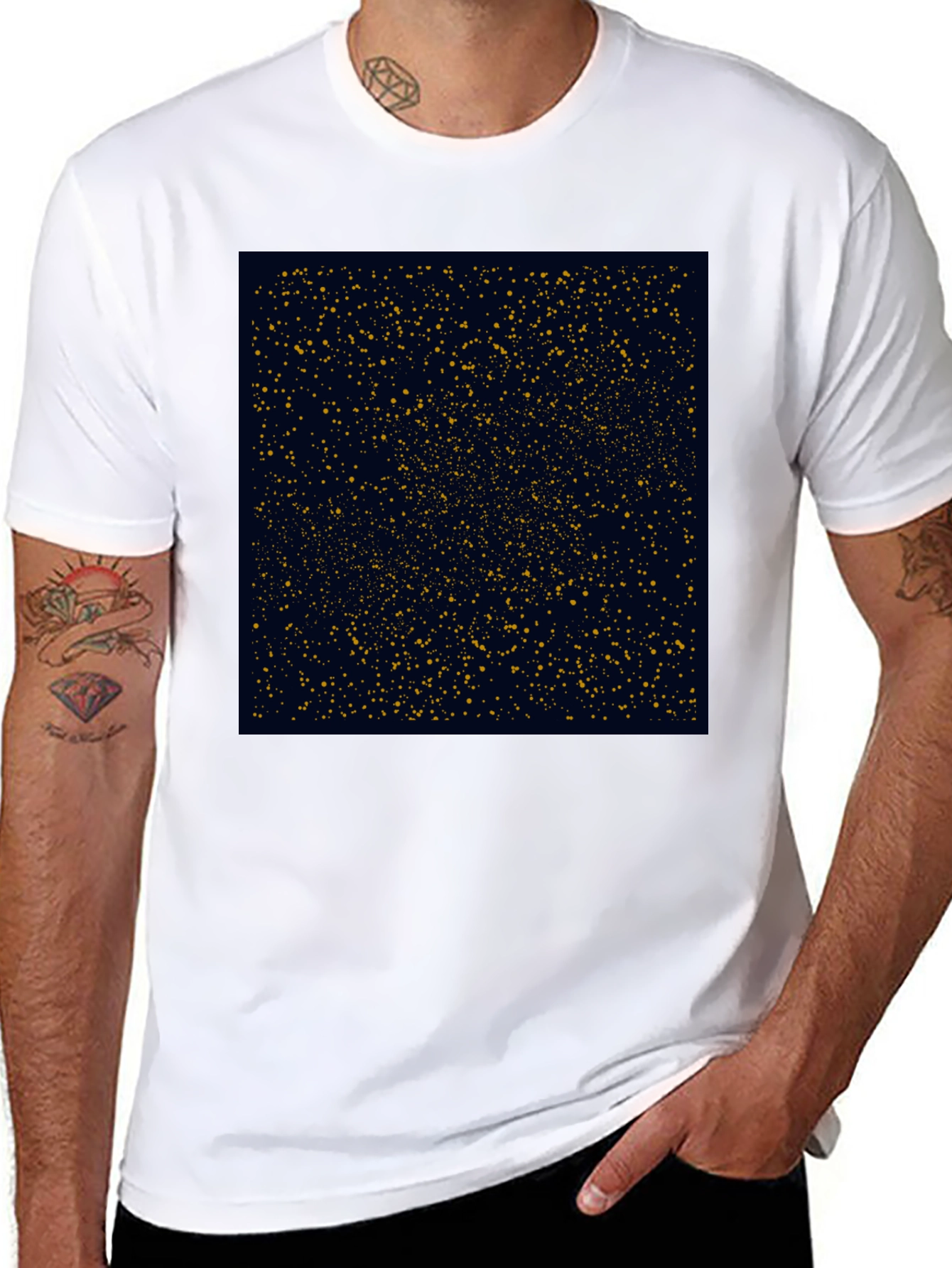 Black Starry Night T-Shirt - Black Cotton Blend view 8