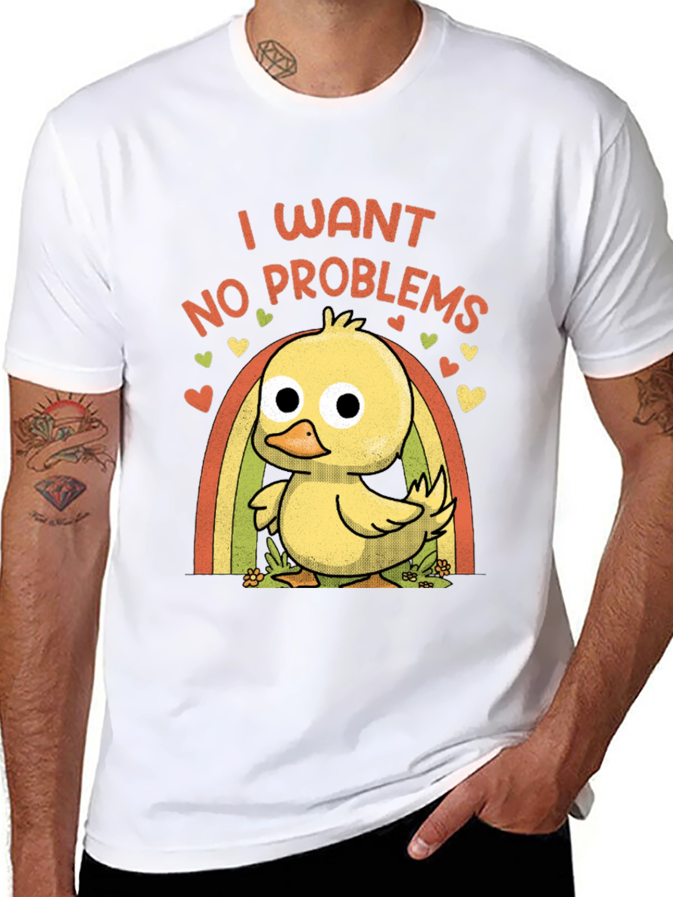Black I Want No Problems Duck T-Shirt view 8