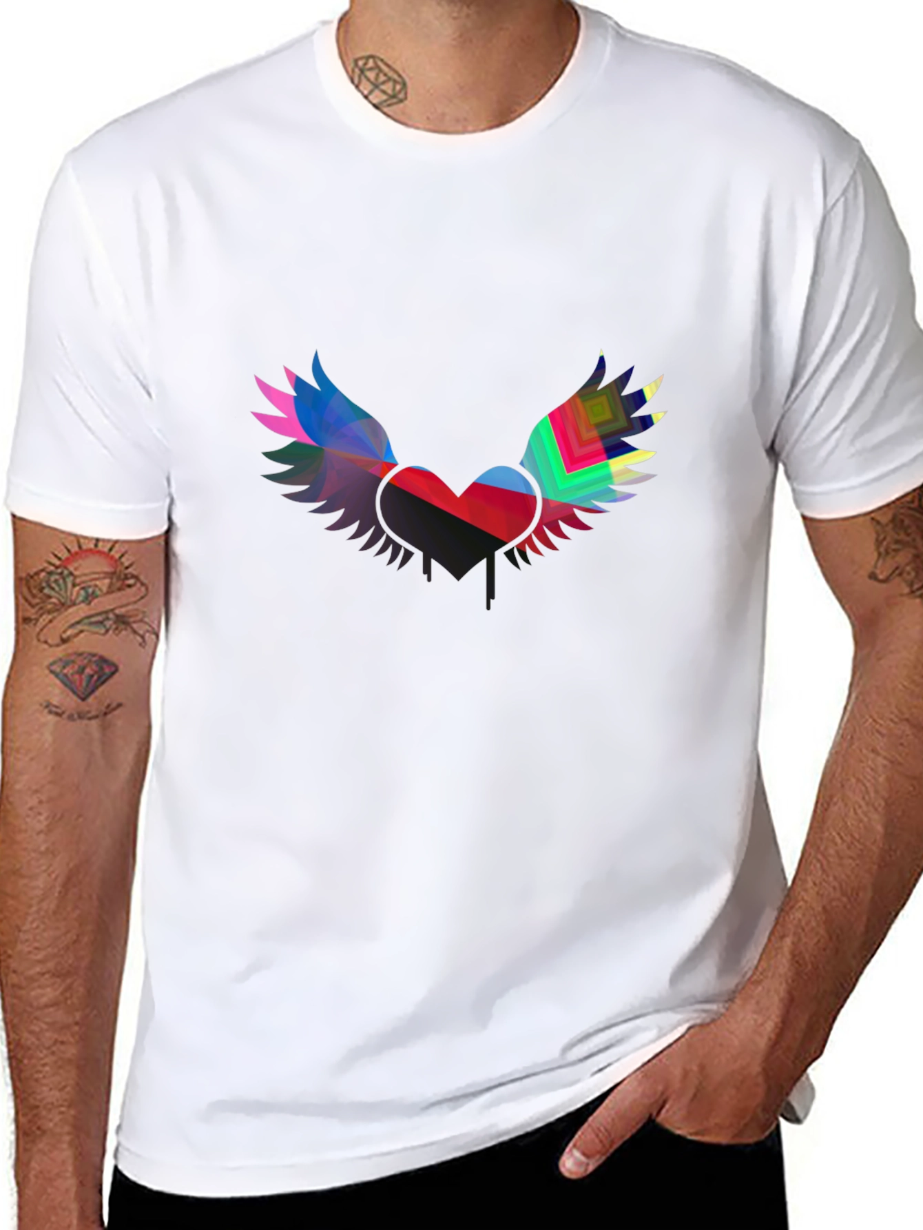 Black Winged Heart Graphic Black Tee view 8
