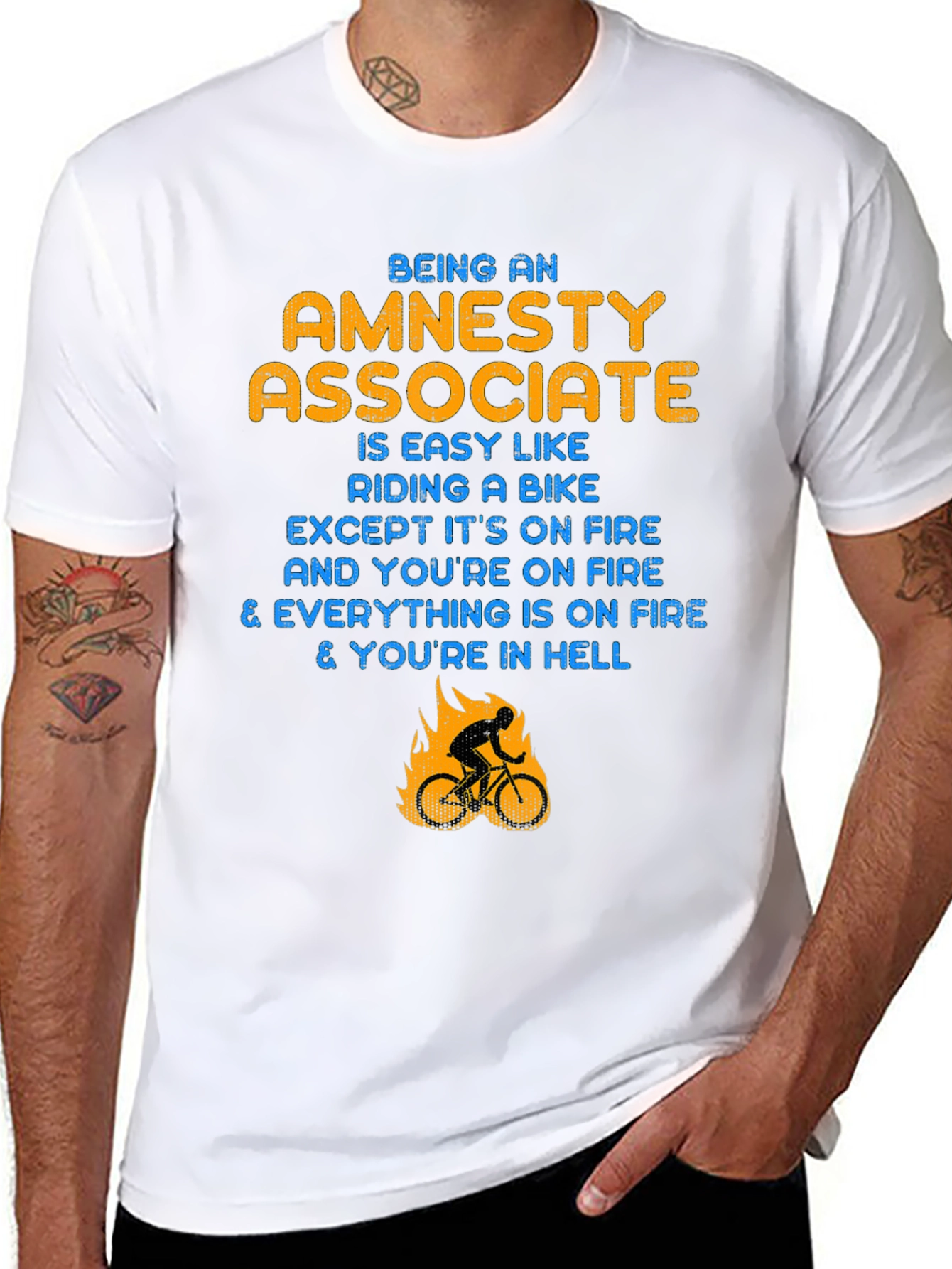 Black Amnesty Associate T-Shirt: Riding a Bike in Hell view 8