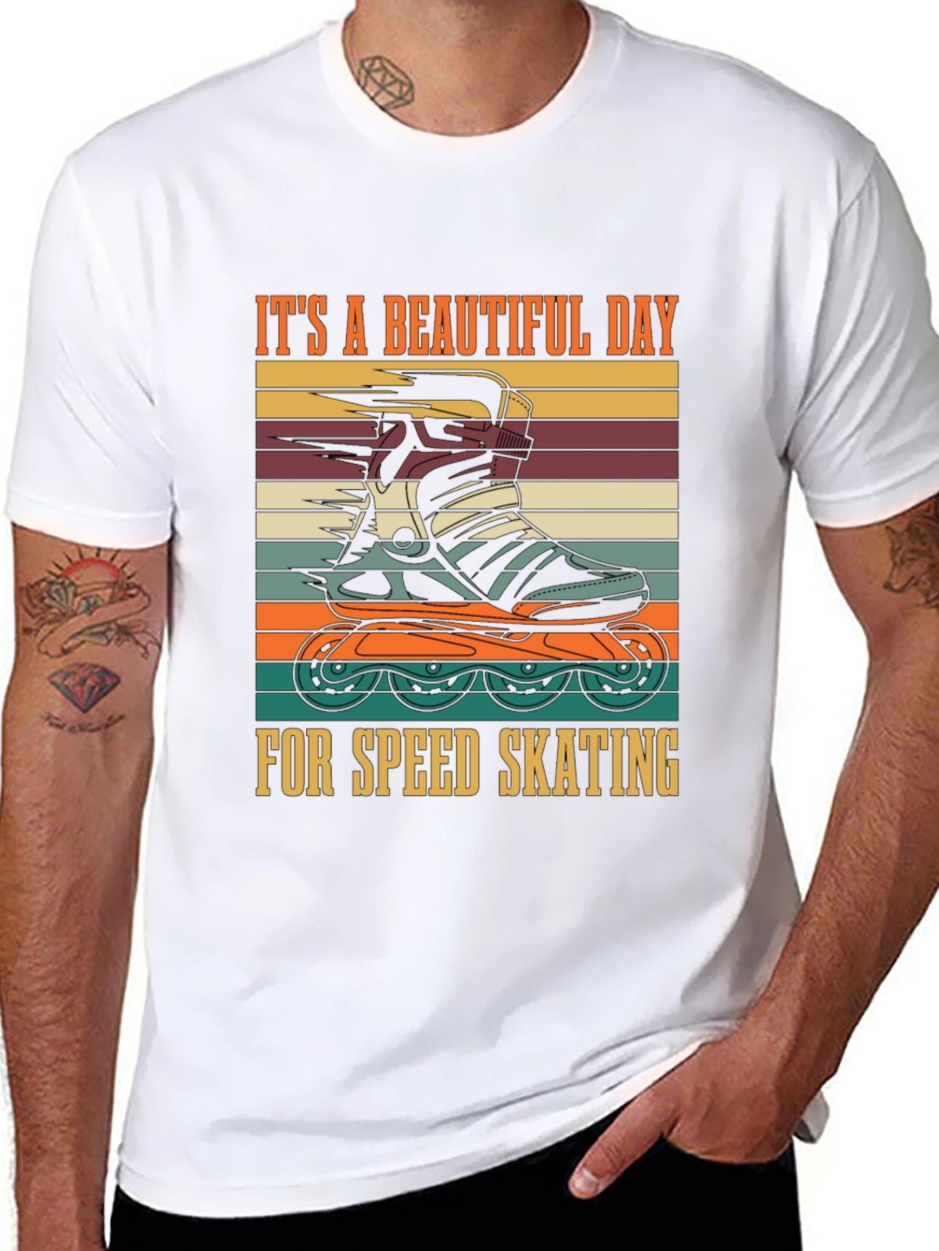 Black Retro Speed Skating T-Shirt - A Beautiful Day view 8