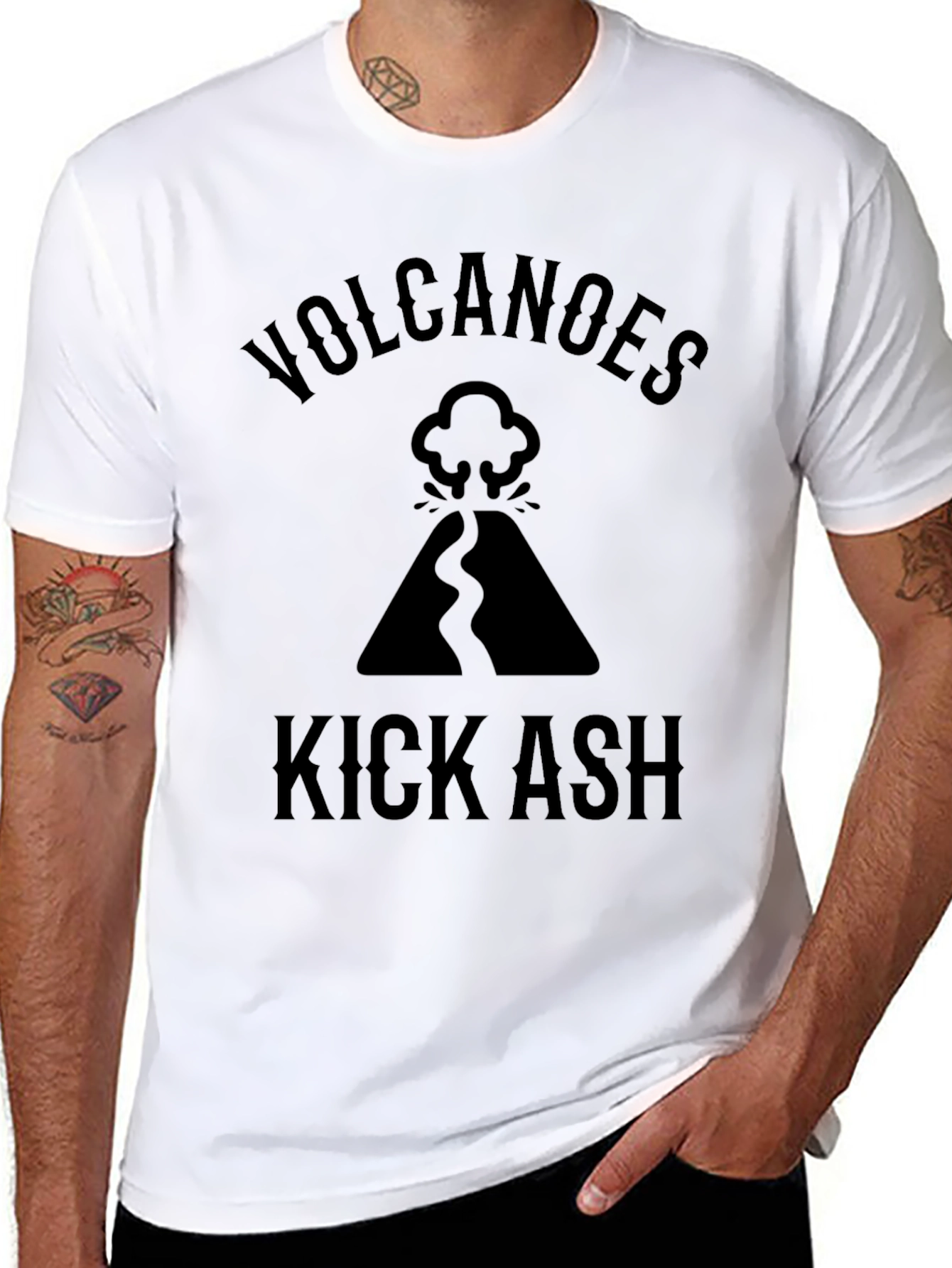 Black Volcanoes Kick Ash Black Graphic Tee view 8