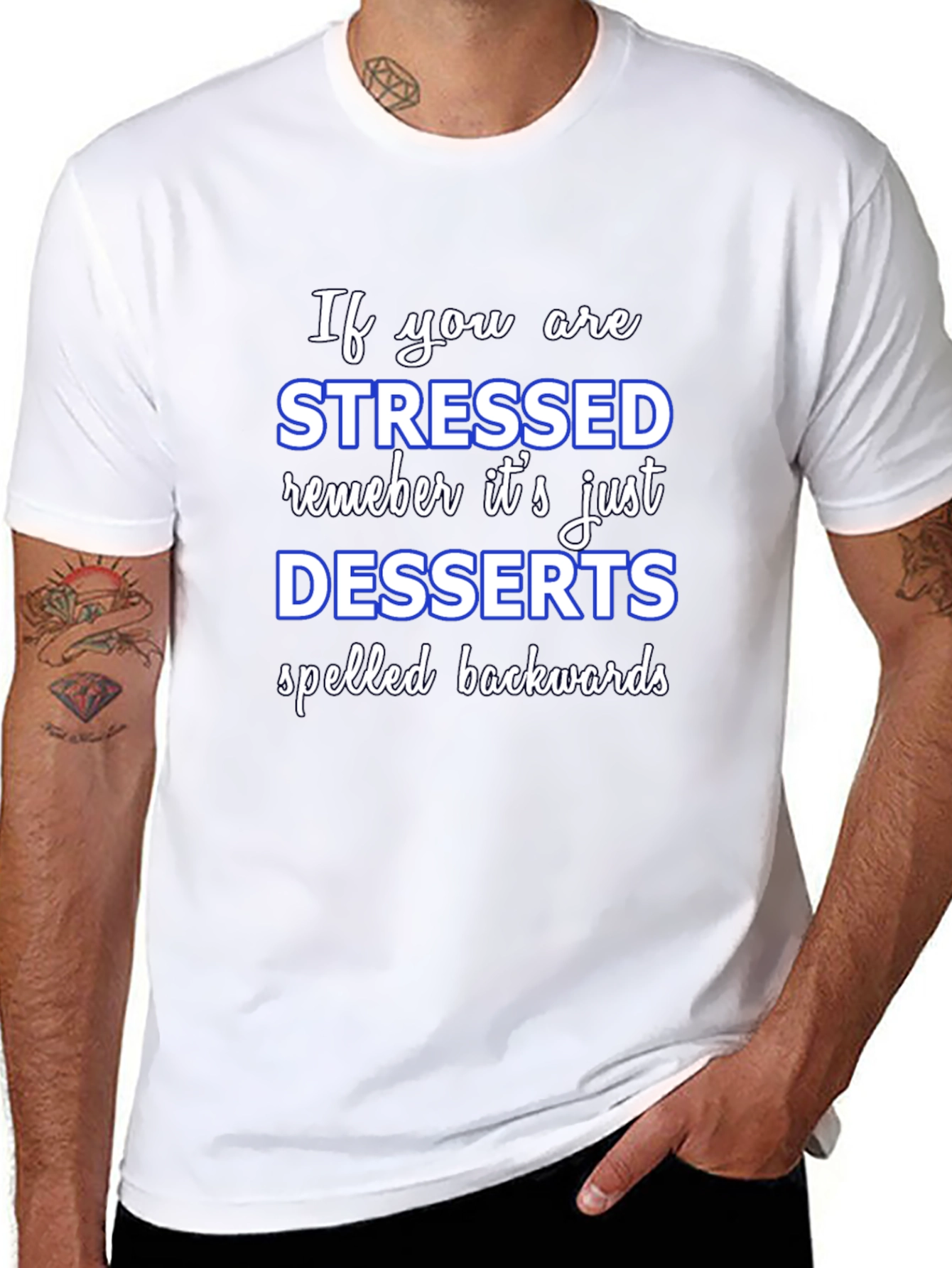 Black Stressed Spelled Backwards T-Shirt - Funny Dessert Lover Tee view 8