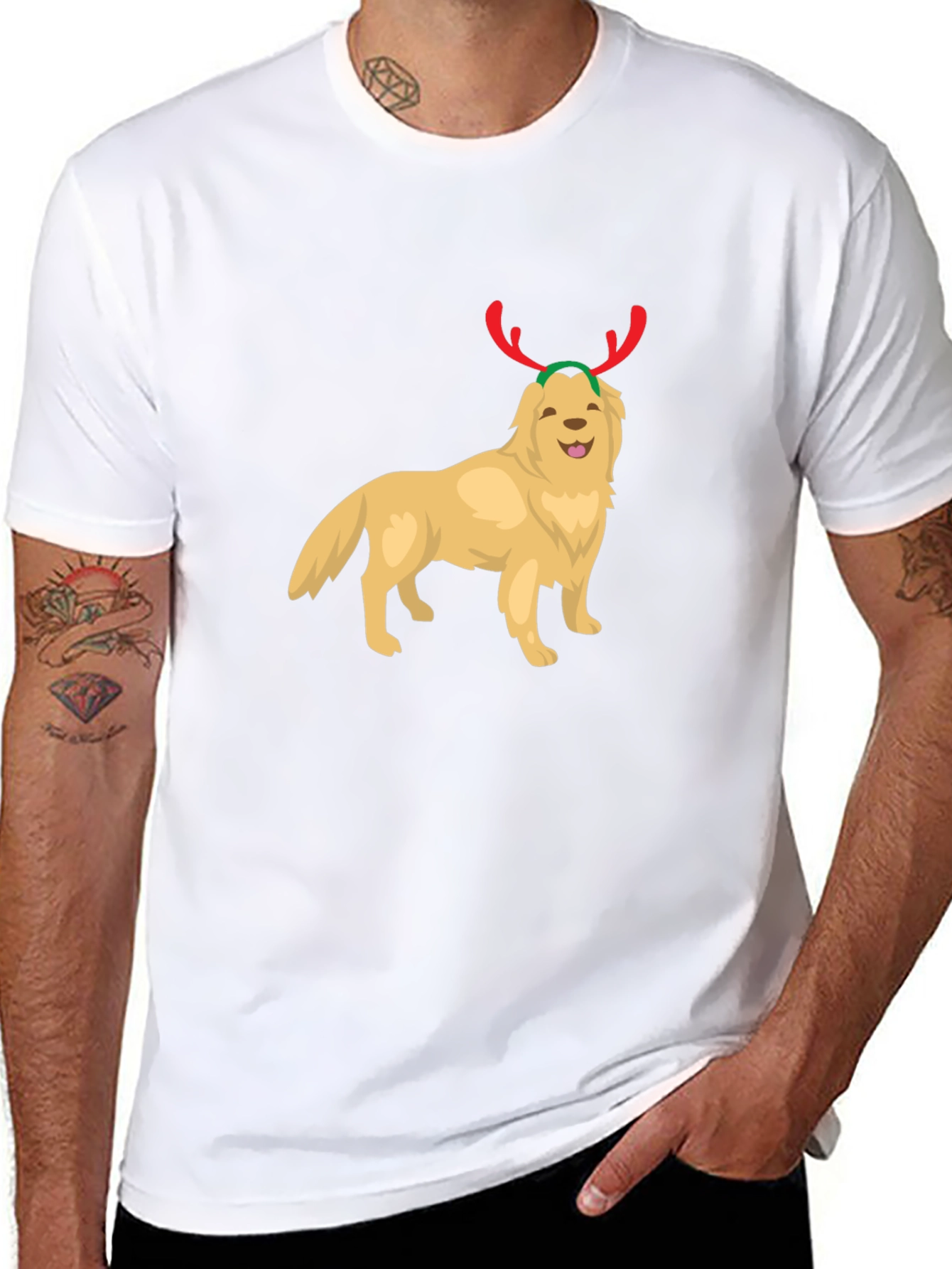 Black Festive Dog Graphic Tee view 8