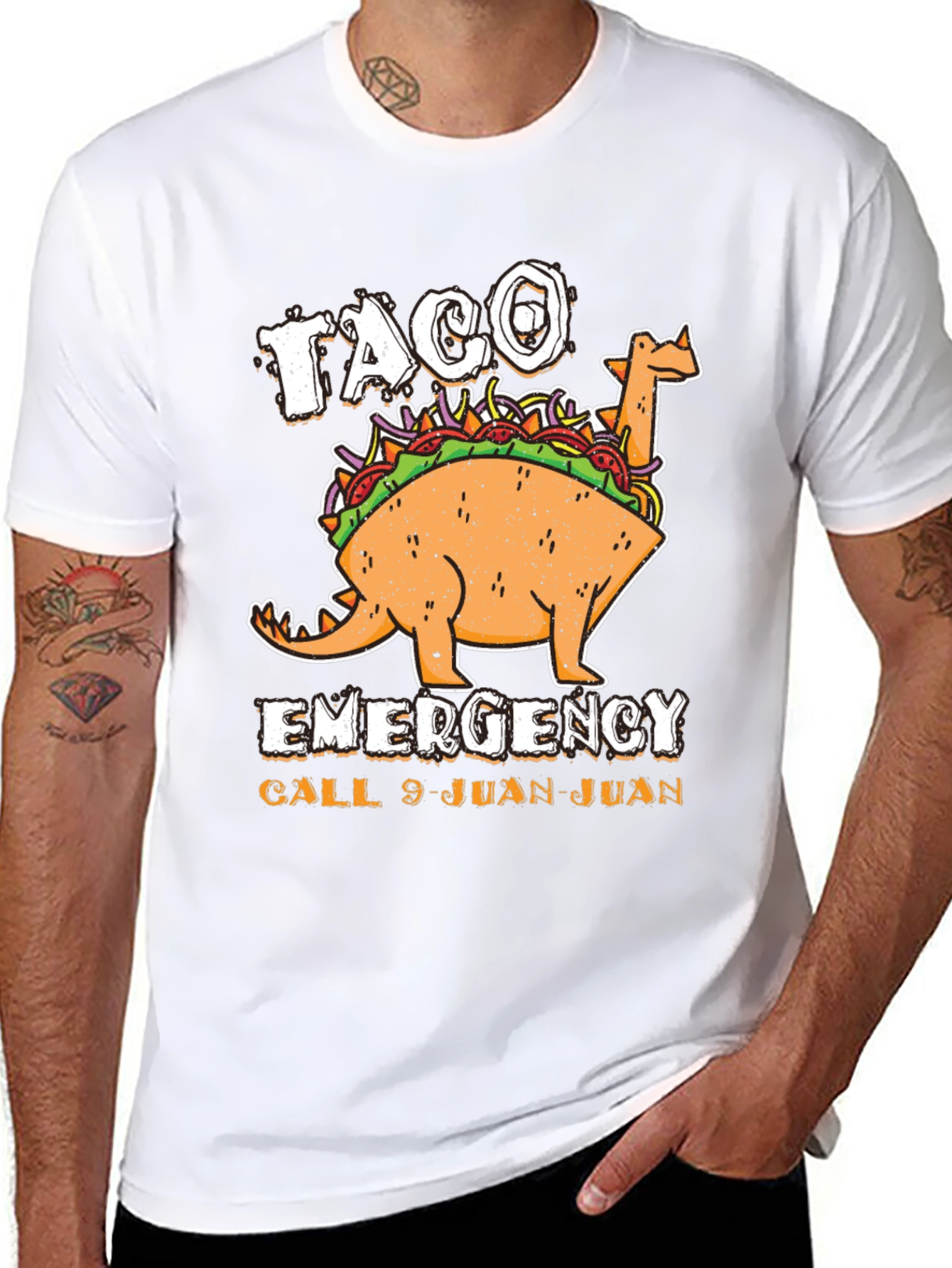 Black Taco Emergency Call 9-Juan-Juan Funny Graphic T-Shirt view 8