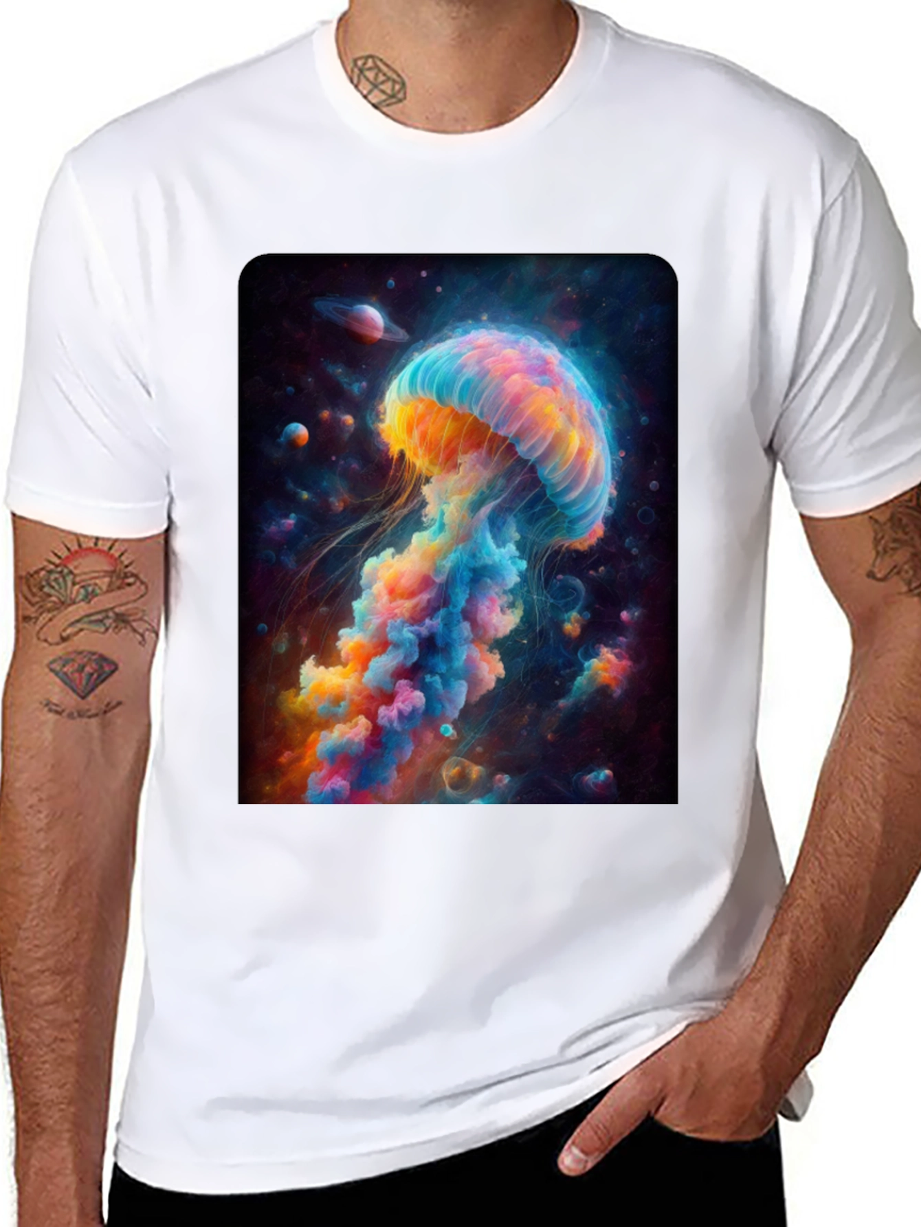 Black Space Jellyfish Graphic T-Shirt view 8