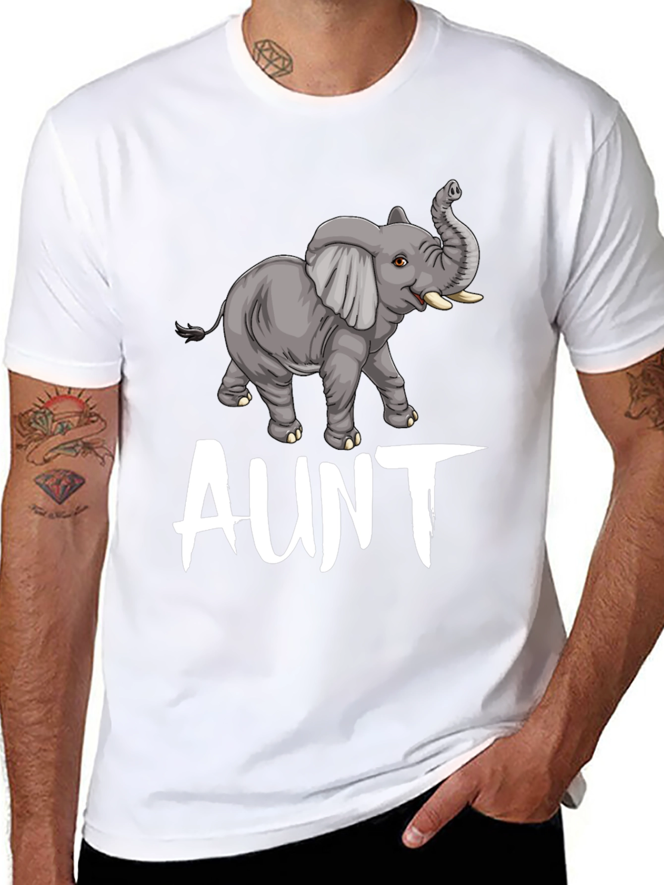 Black Elephant Aunt T-Shirt - Cute Family Tee view 8