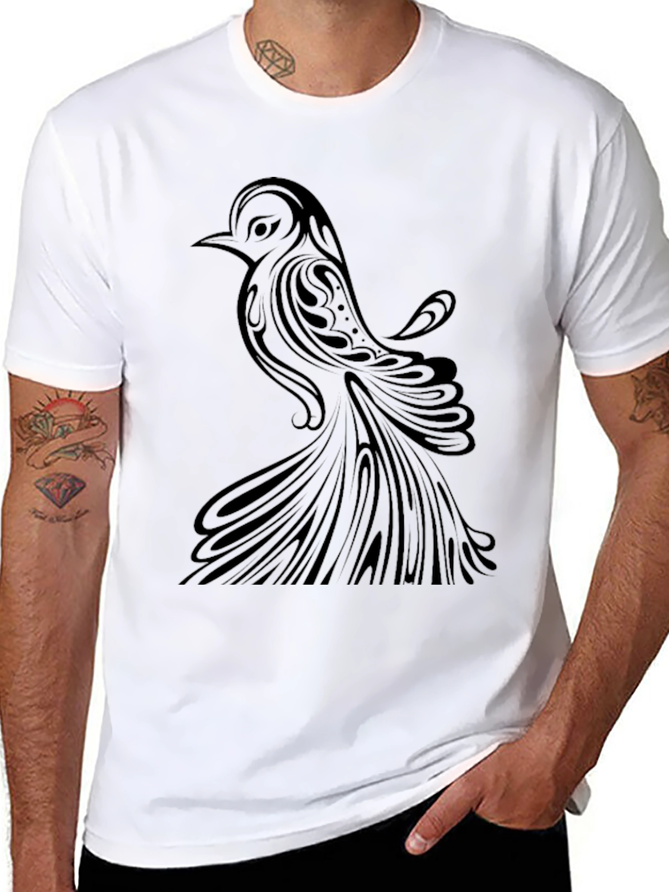 Black Bird Graphic Print T-Shirt view 8