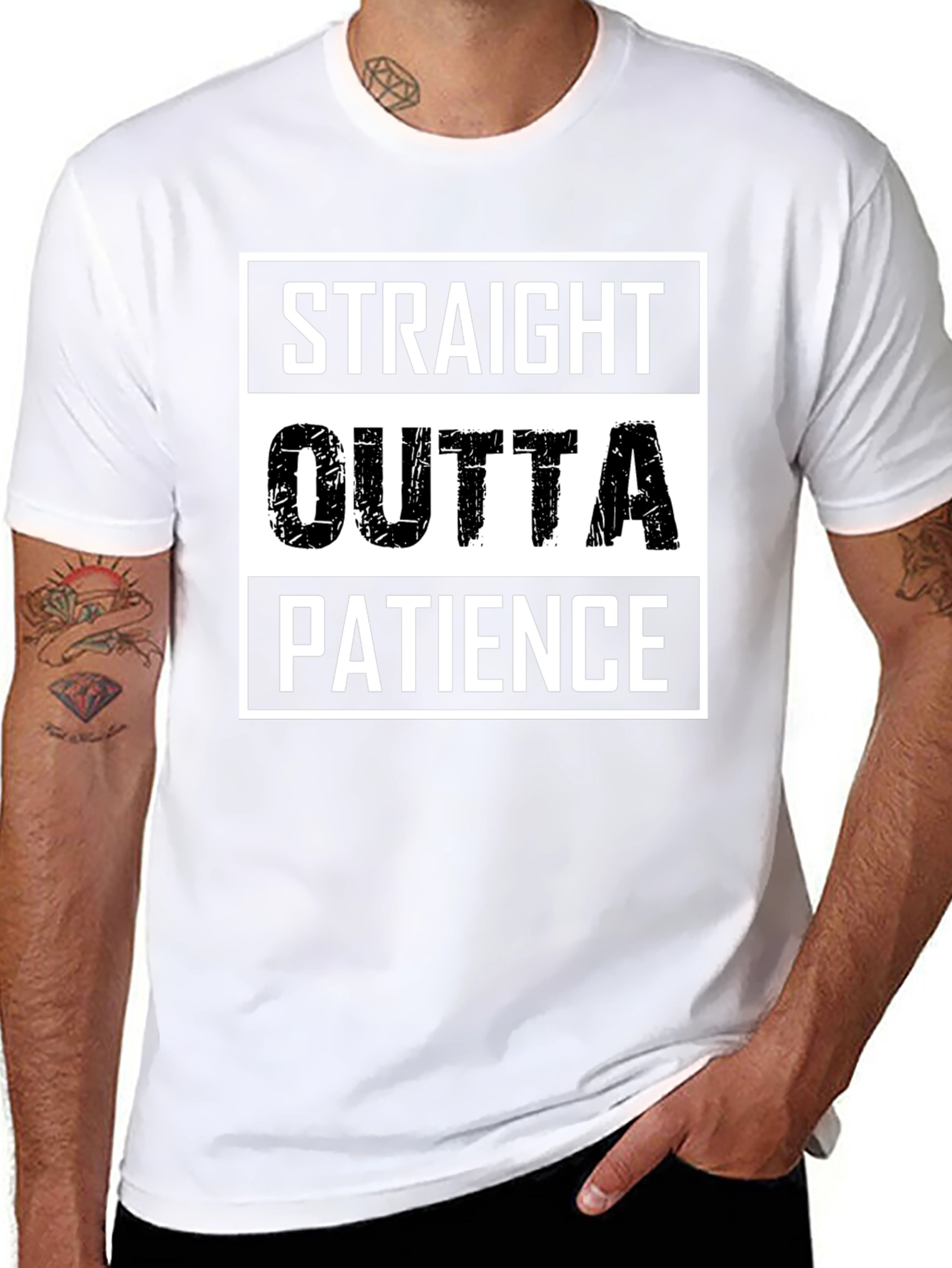 Black Straight Outta Patience T-Shirt - Funny Graphic Tee view 8
