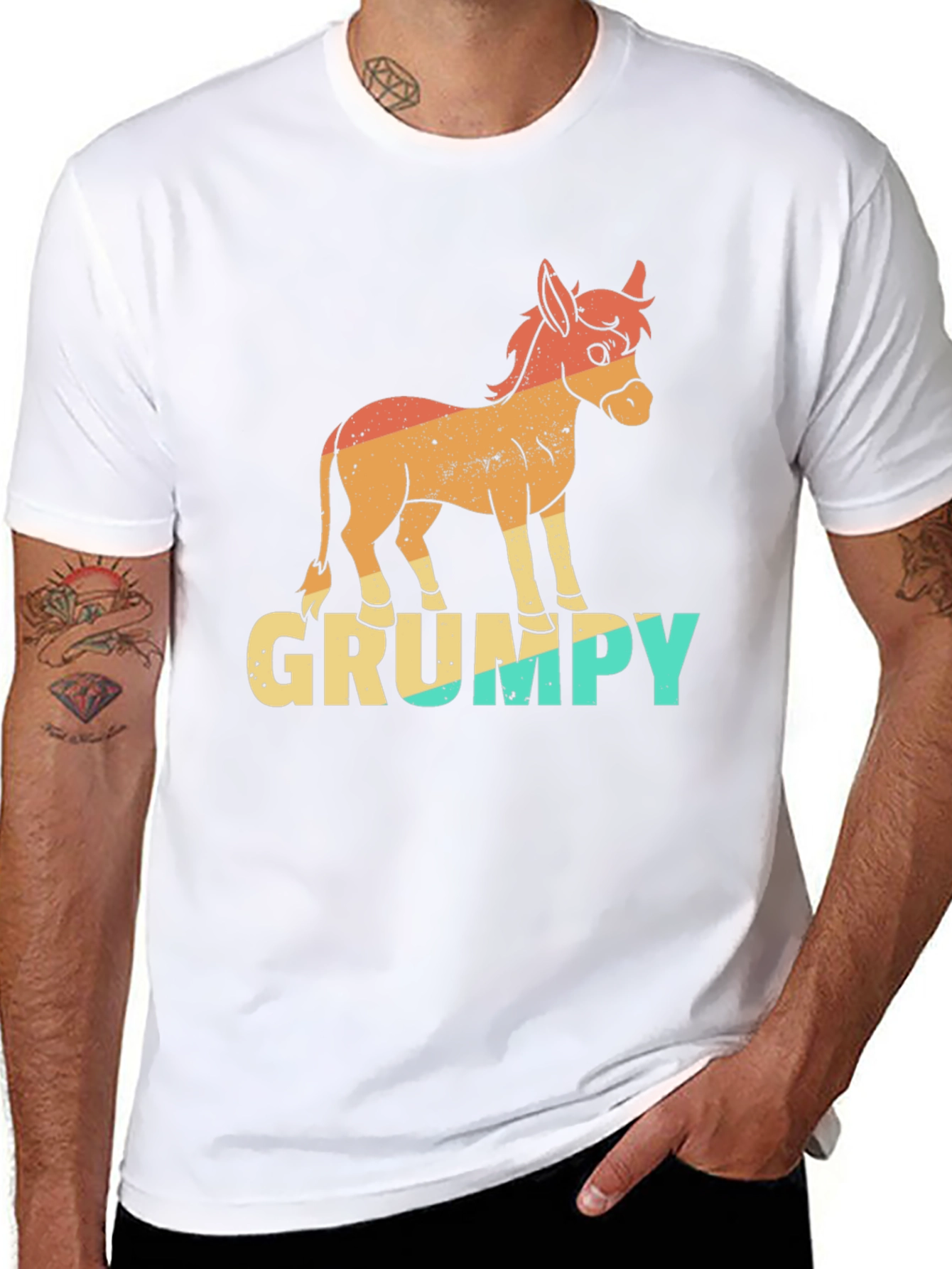 Black Grumpy Donkey T-Shirt - Funny Retro Graphic Tee view 8
