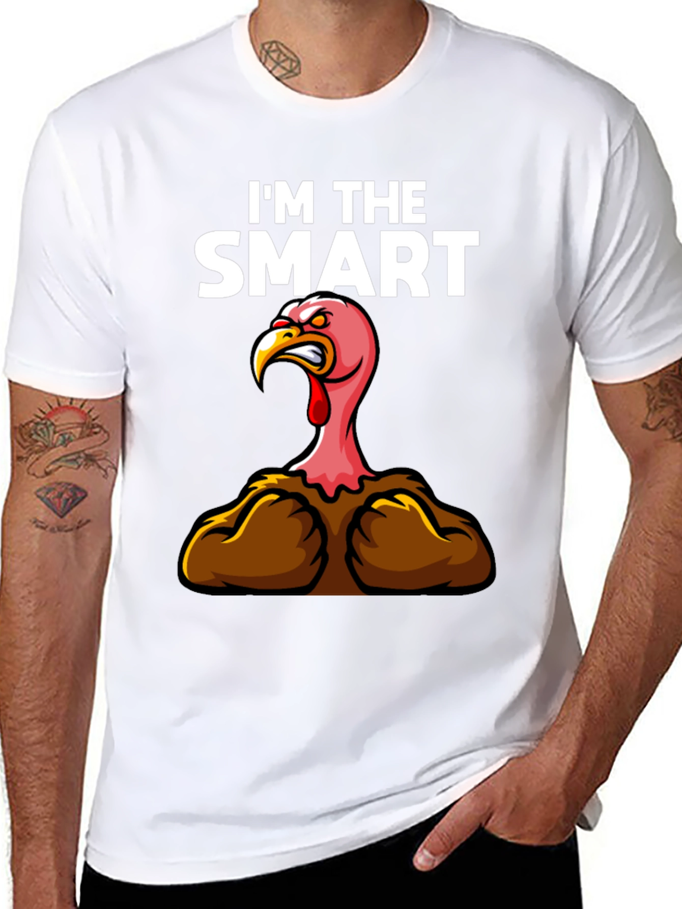 Black Funny "I'm The Smart" Turkey Thanksgiving T-Shirt view 8